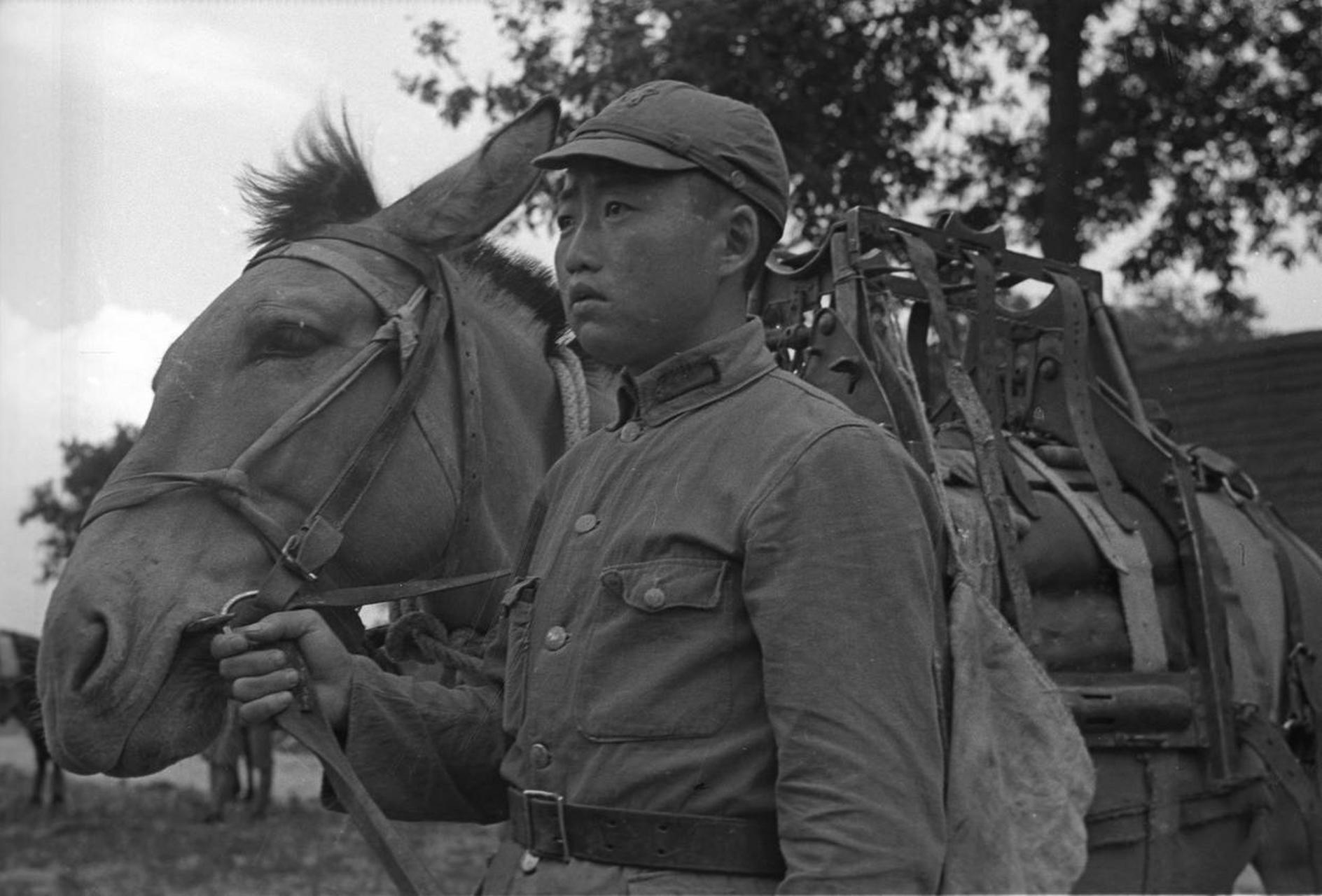 历史老照片# 1937年抗战前夕,陕北红军骑兵和精锐部队训练照.