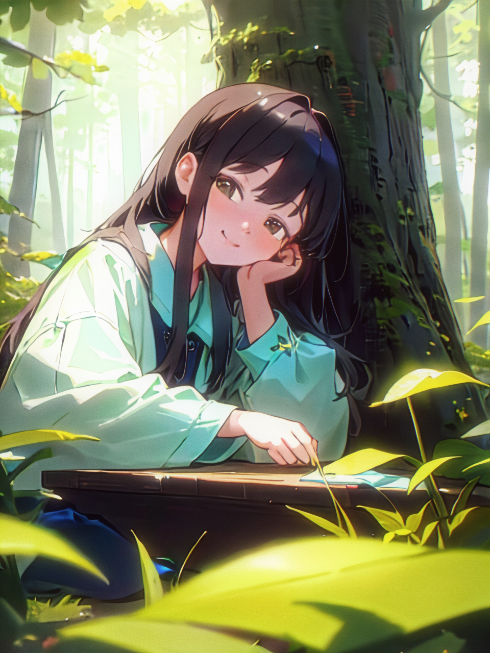 动漫壁纸|森林里偶遇的神秘女孩 #动漫壁纸# #治愈系绘画# #治愈不