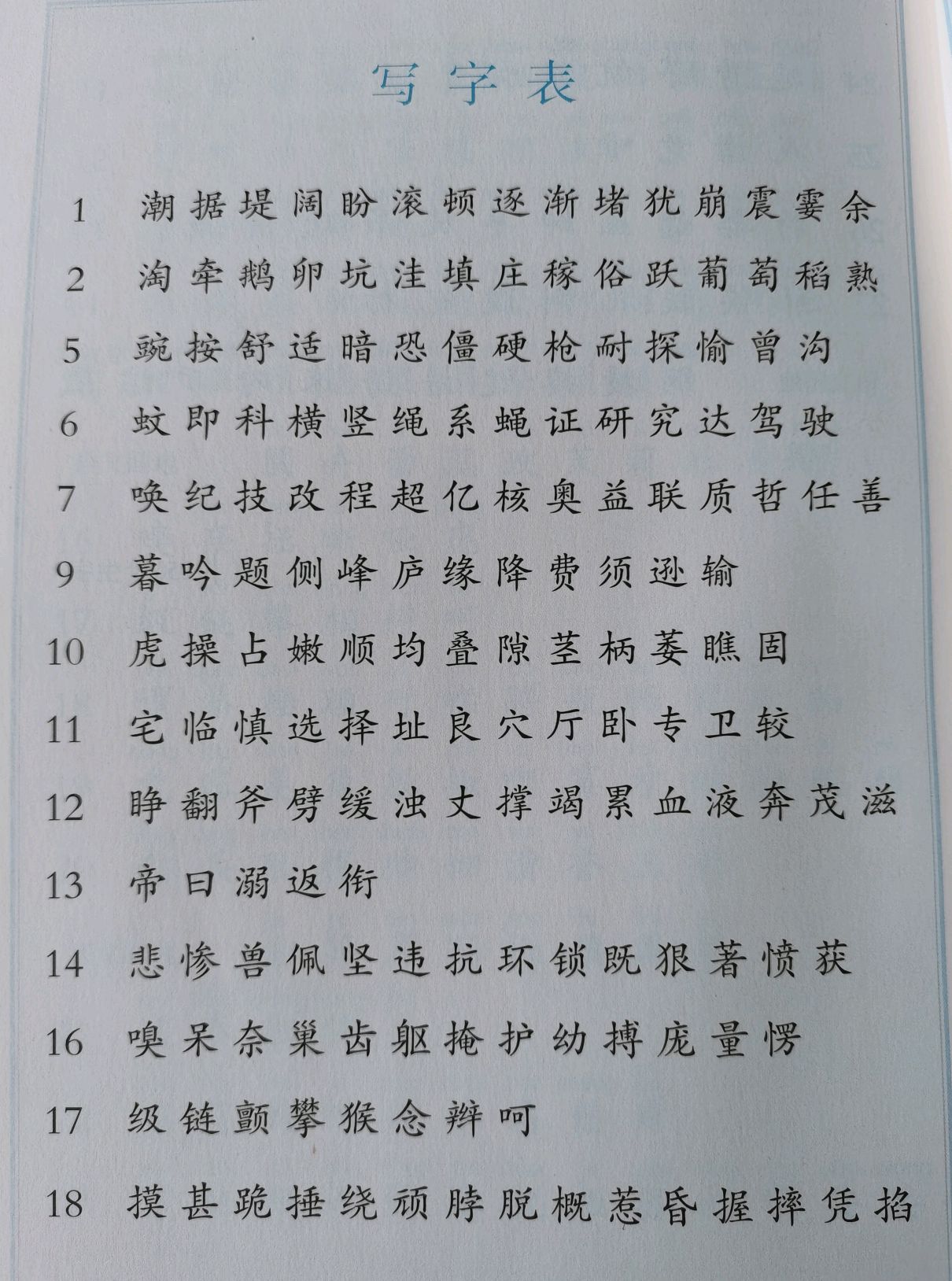 四年级上册语文生字表(部编人教版)