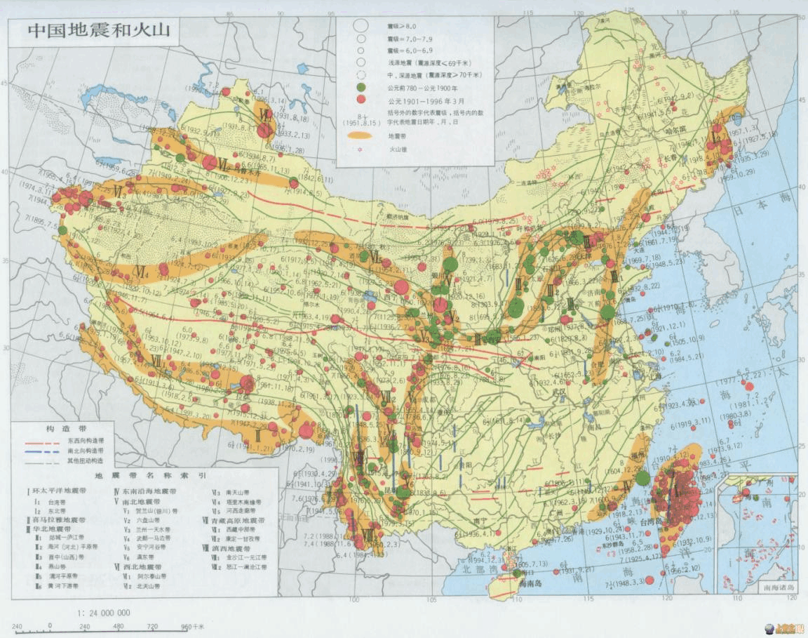 亚洲地震带分布图图片