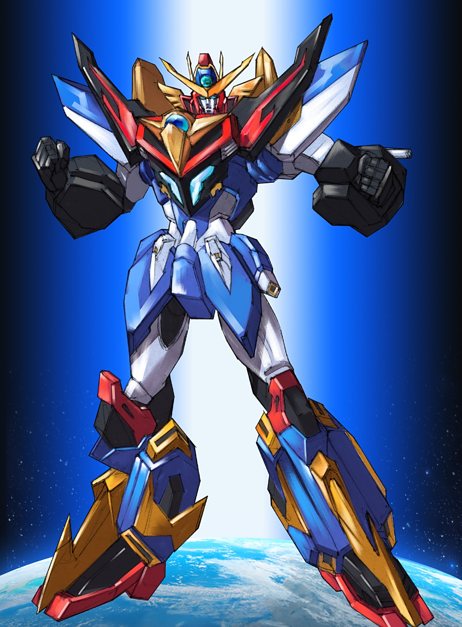 画师"木历若一"创作的超级系机器人同人插画,颇有原作的风范.