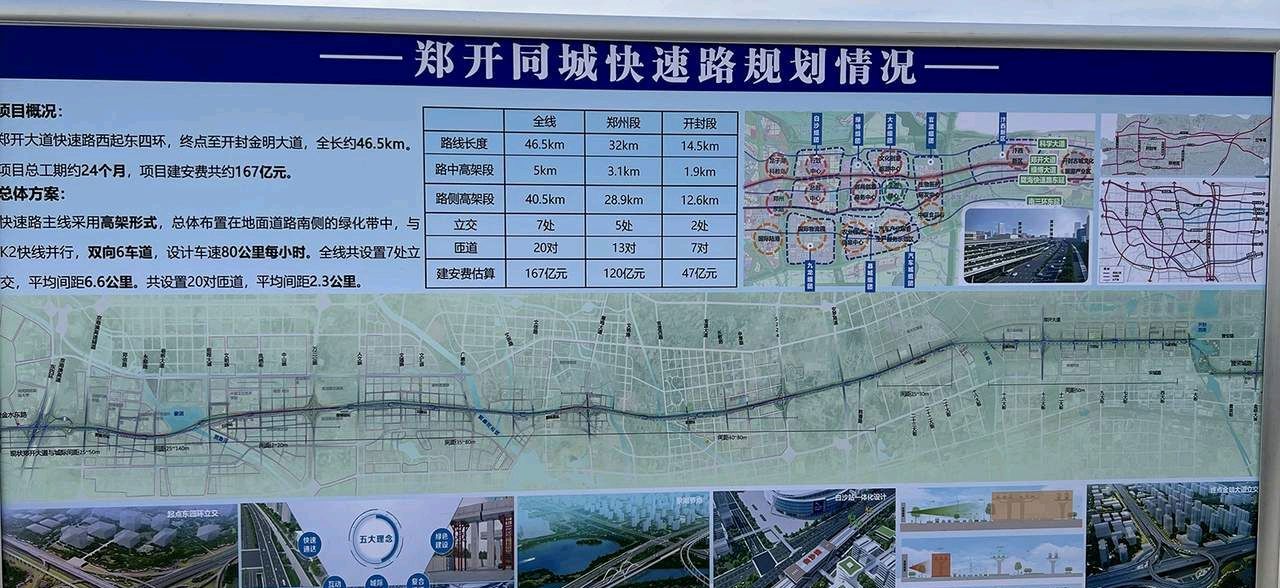 郑开快速路高架终于来了,双向6车道,时速80公里