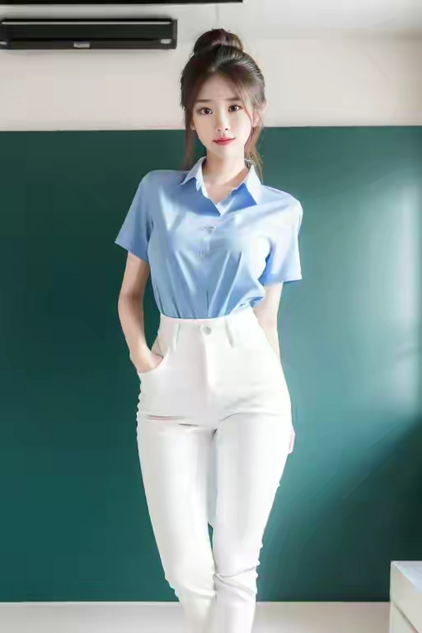 新泰国衬衫搭配牛仔裤系列#时尚穿搭# #美女# #ai绘画