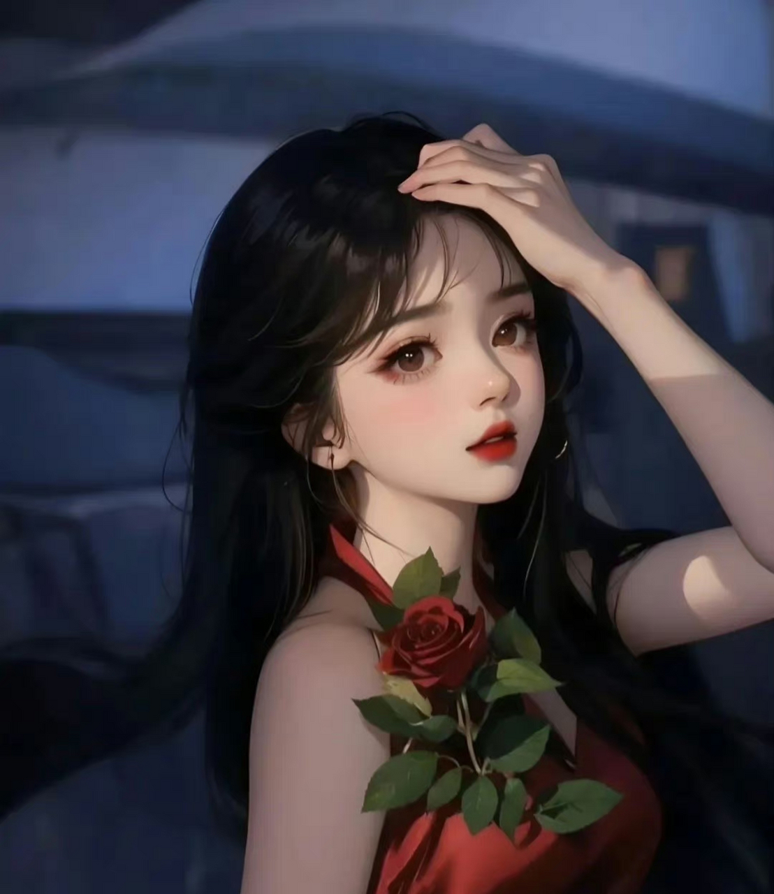 超美玫瑰花女生高清头像  红衣女孩08 67