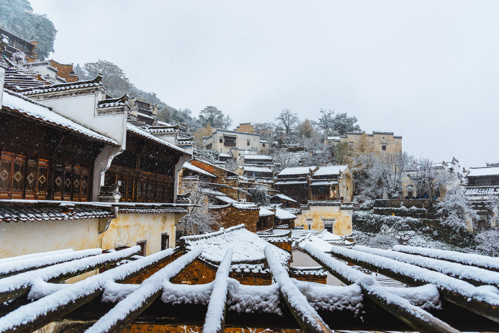 婺源篁岭雪景图片