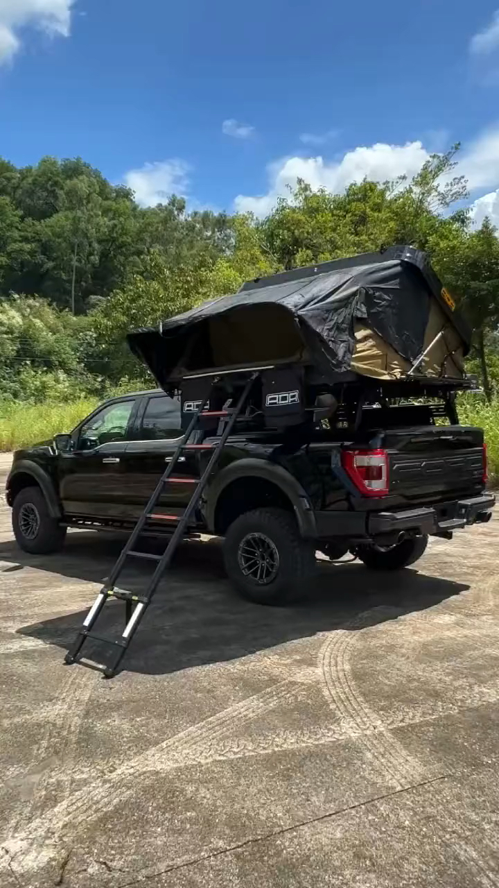 22福特猛禽皮卡车后箱加装行李架帐篷-度小视