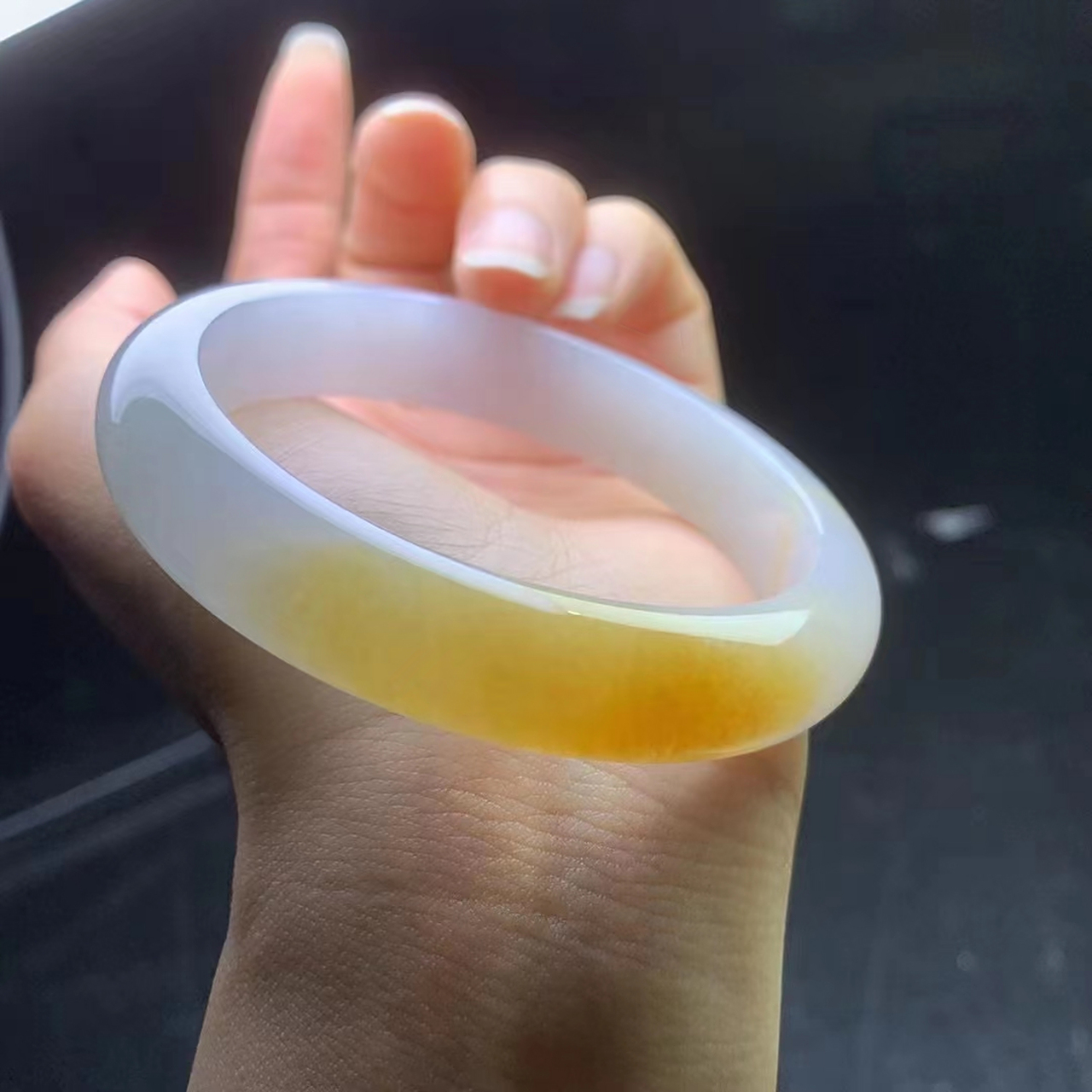 冰胶半山水黄翡手镯