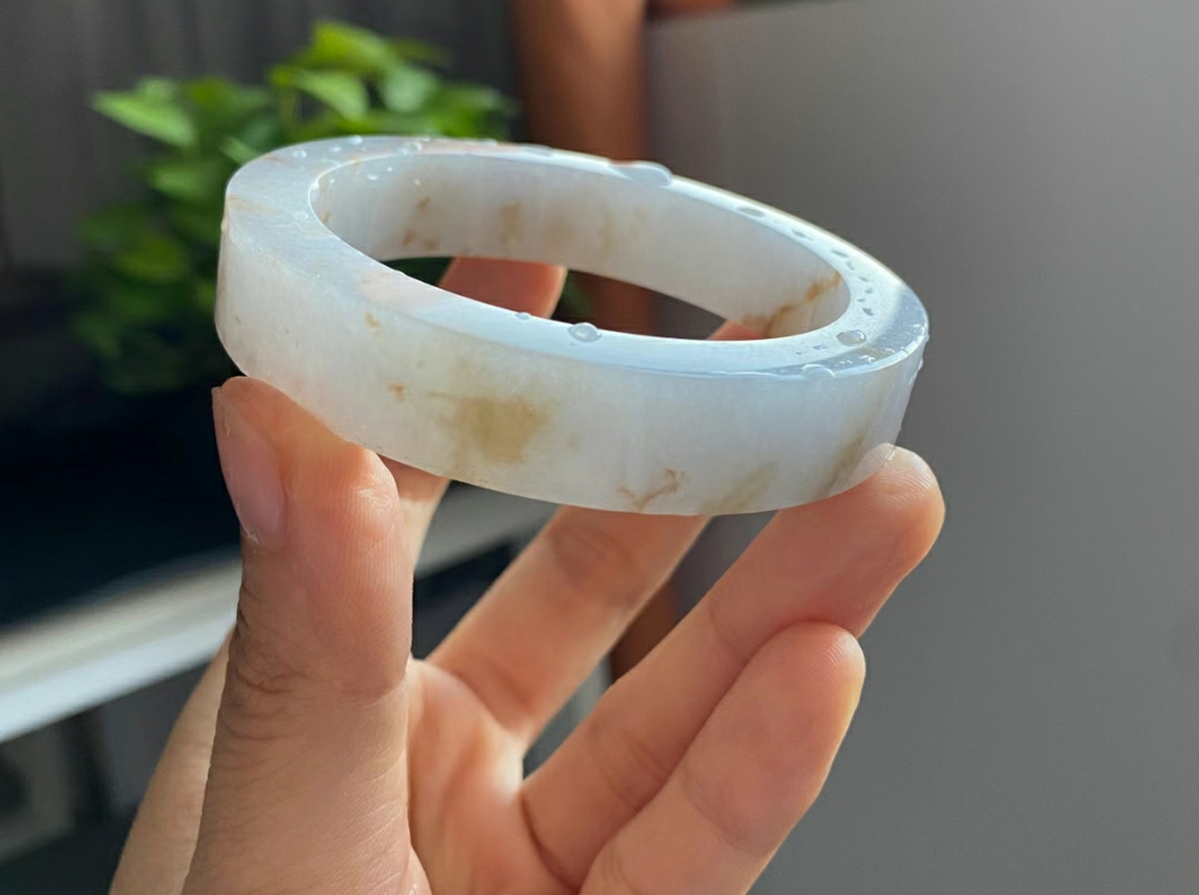 洒金桂花糕特色手镯#翡翠