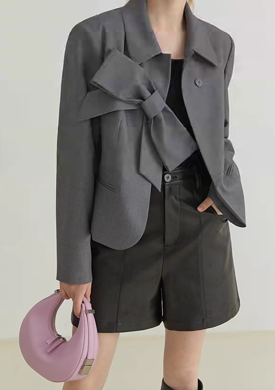 蝴蝶结西装外套女春秋设计感小众 气质宽松显瘦小西服上衣 这个秋天的