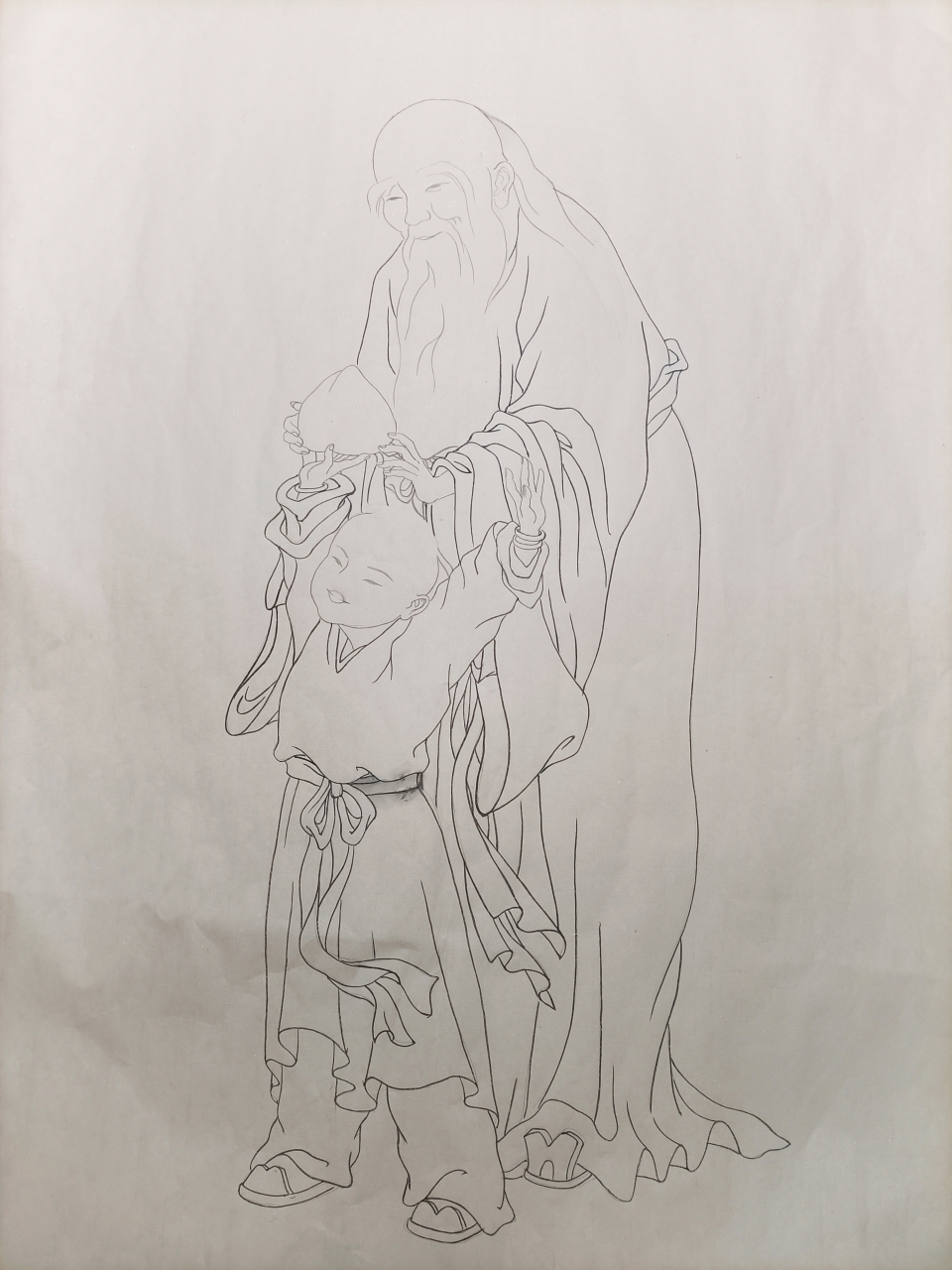 传统吉祥文化《寿星图》工笔人物画新作