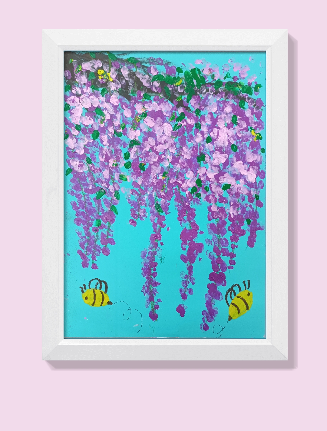 儿童创意水粉画《紫藤萝》