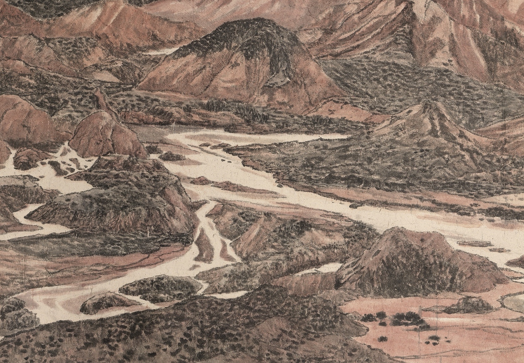 张雨丹霞地貌山水作品