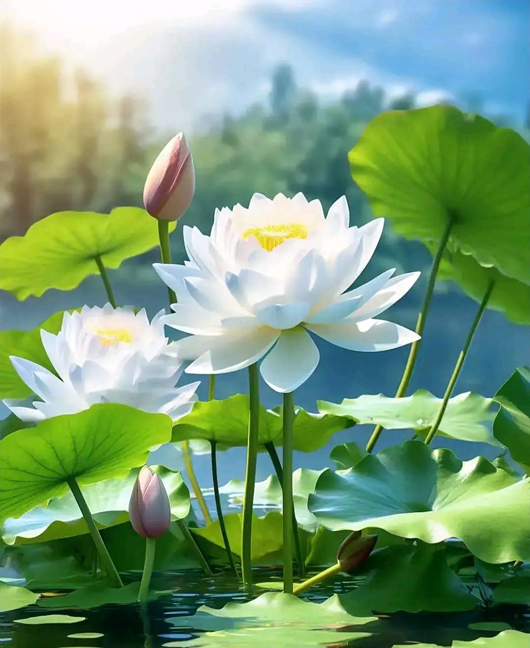 雪白的莲花-寓意好运连连