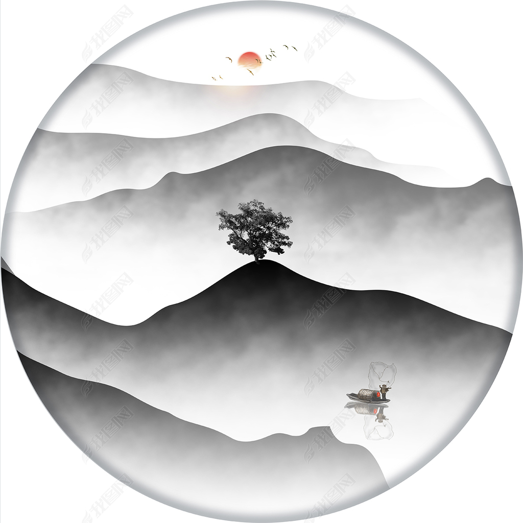 一个人的一生能有一两个爱好挺黑白山水画山水图案山水画 黑白喊鬃