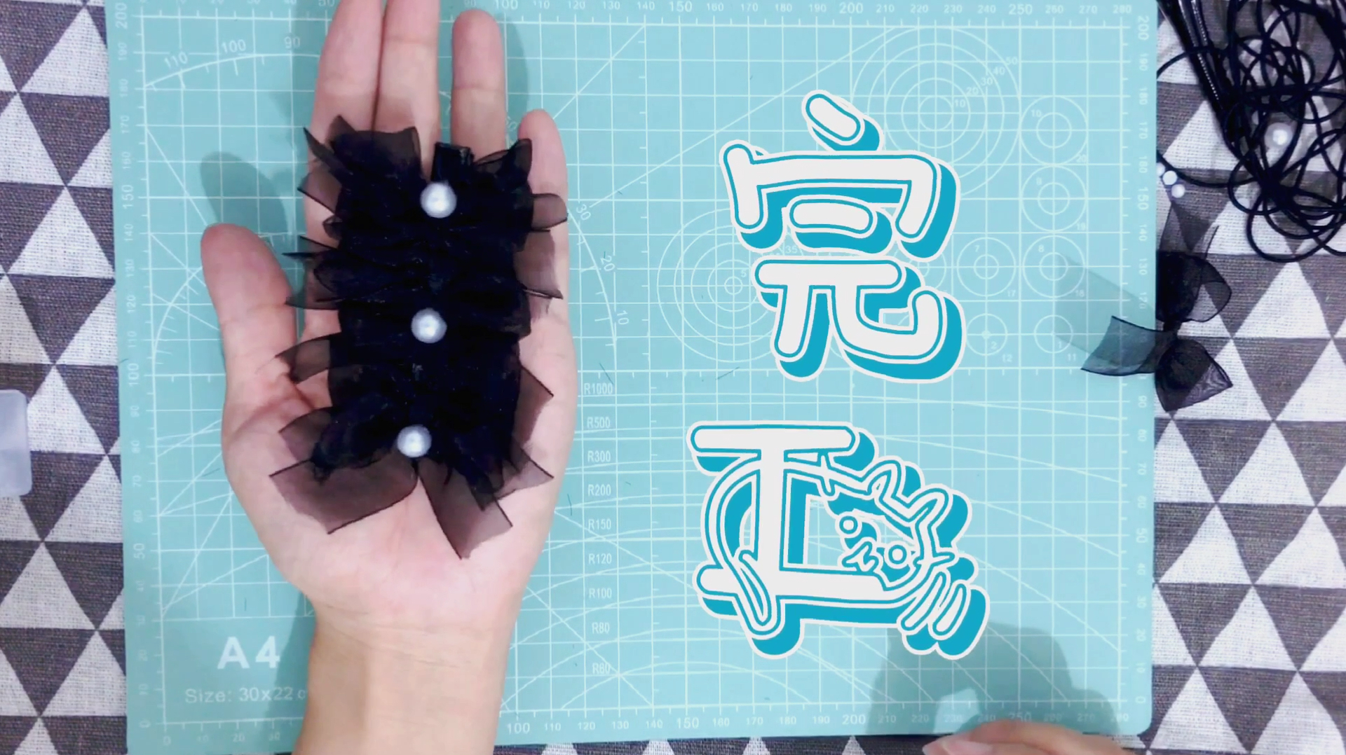 DIY手工发夹黑色蝴蝶结合集(一)2cm丝带鱼嘴夹