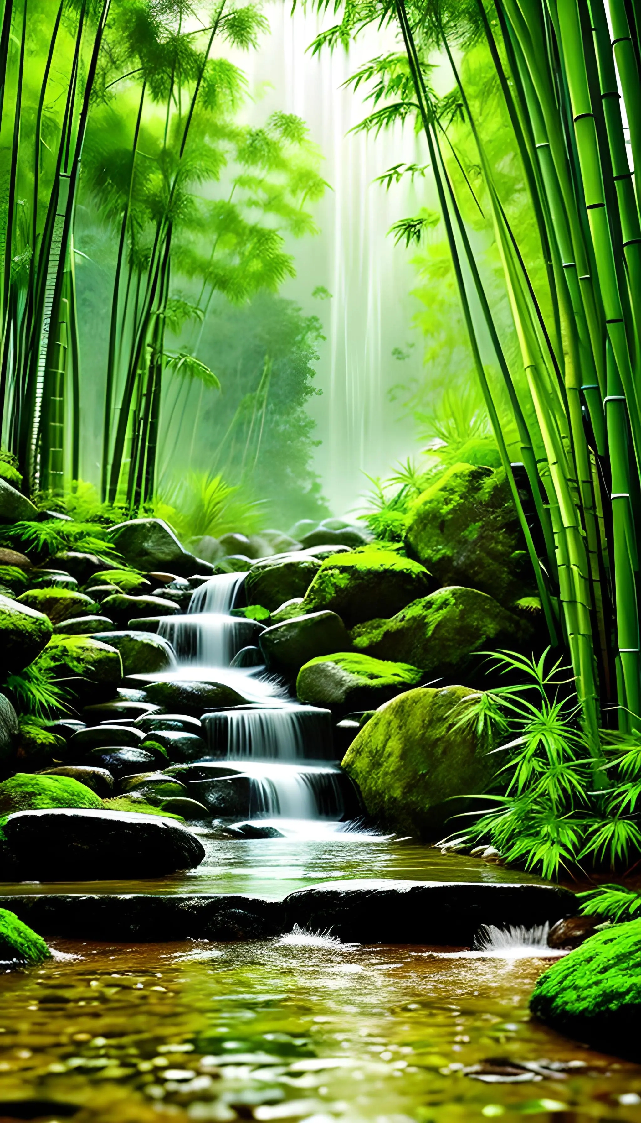 美图:雨后竹林翠,清泉石上流