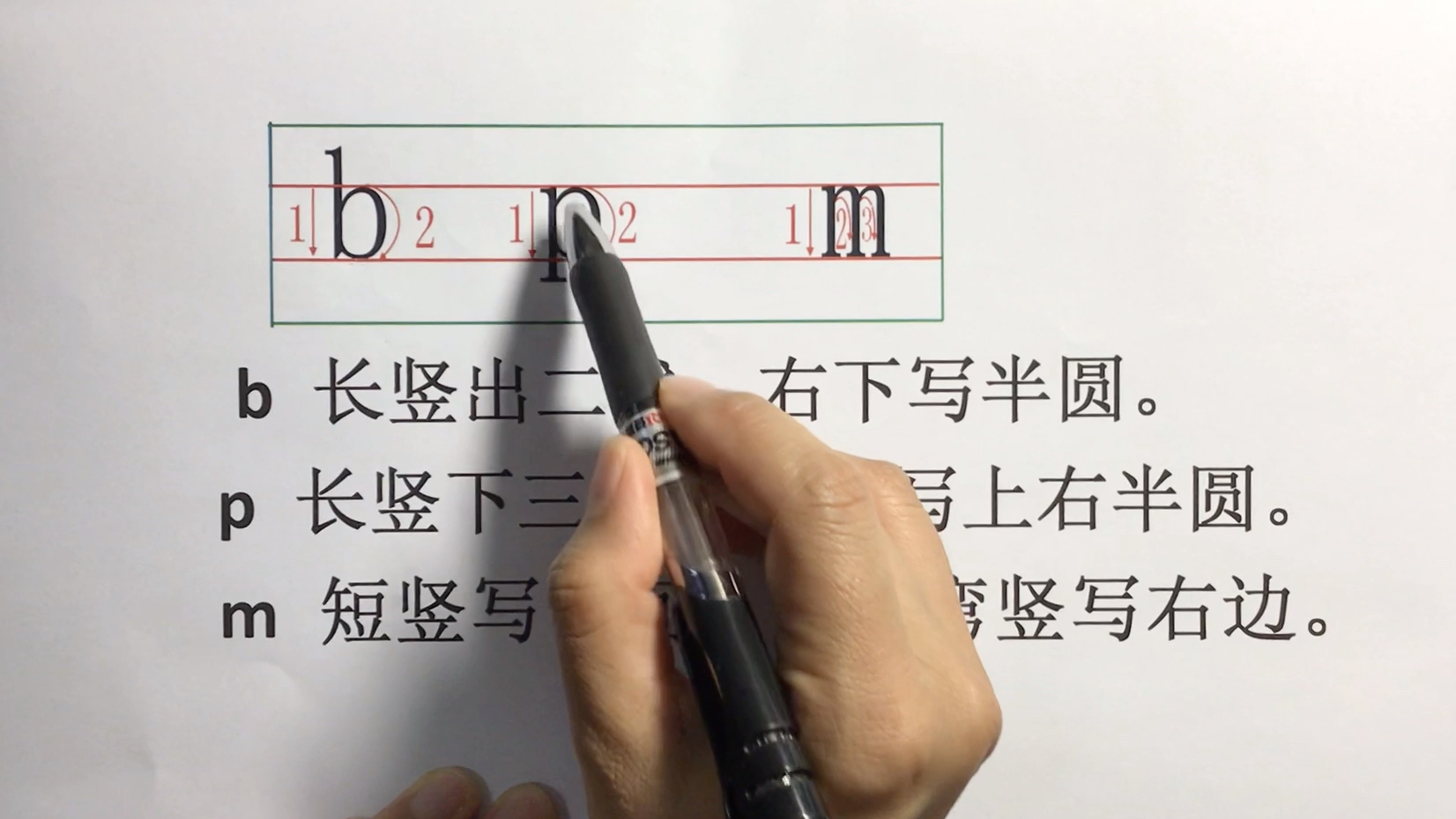 汉语拼音字母b p m笔顺和写法