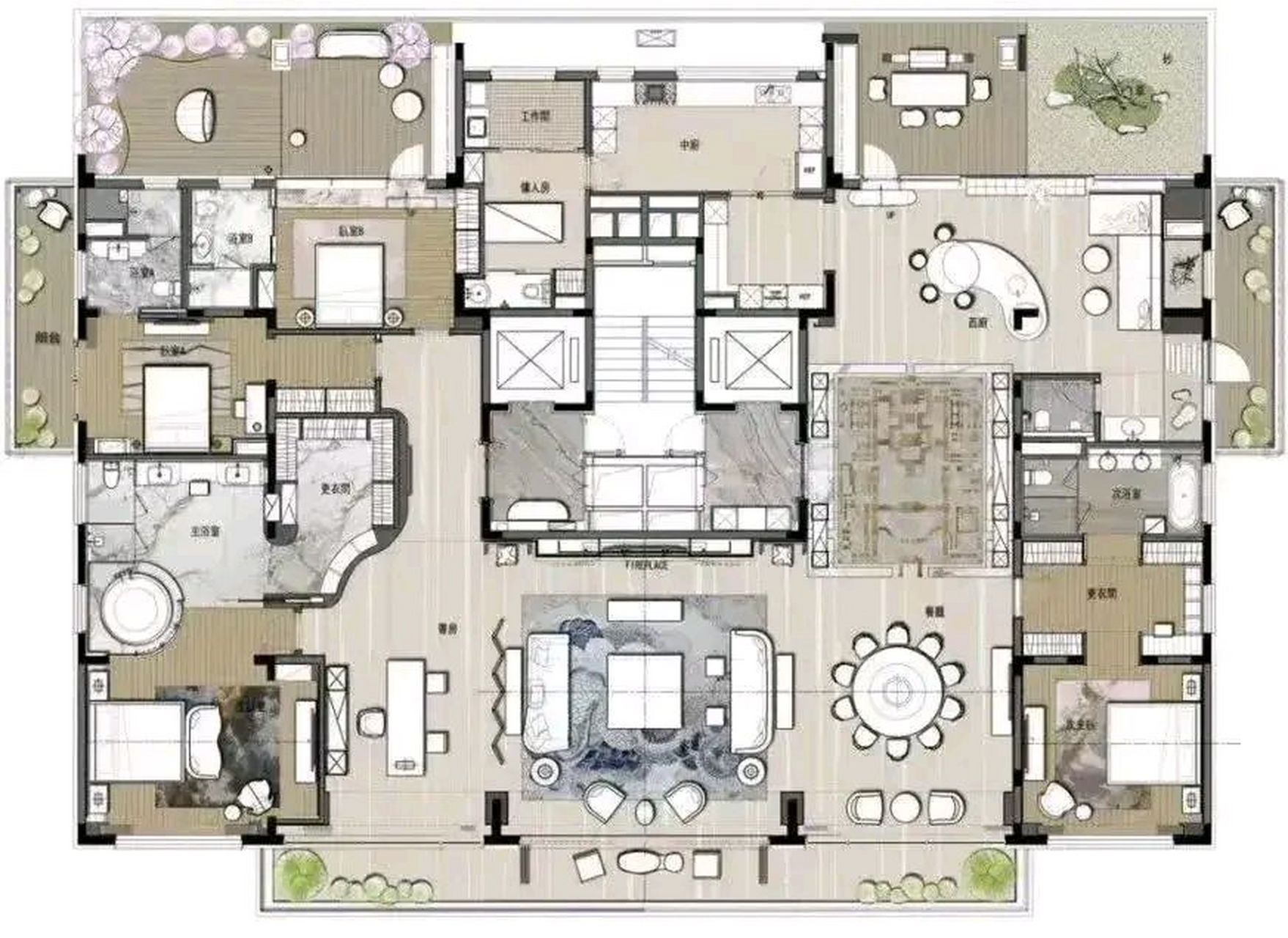 原来这就是最不可思议的梦幻大平层户型,门口有一块顶级的刺绣地毯