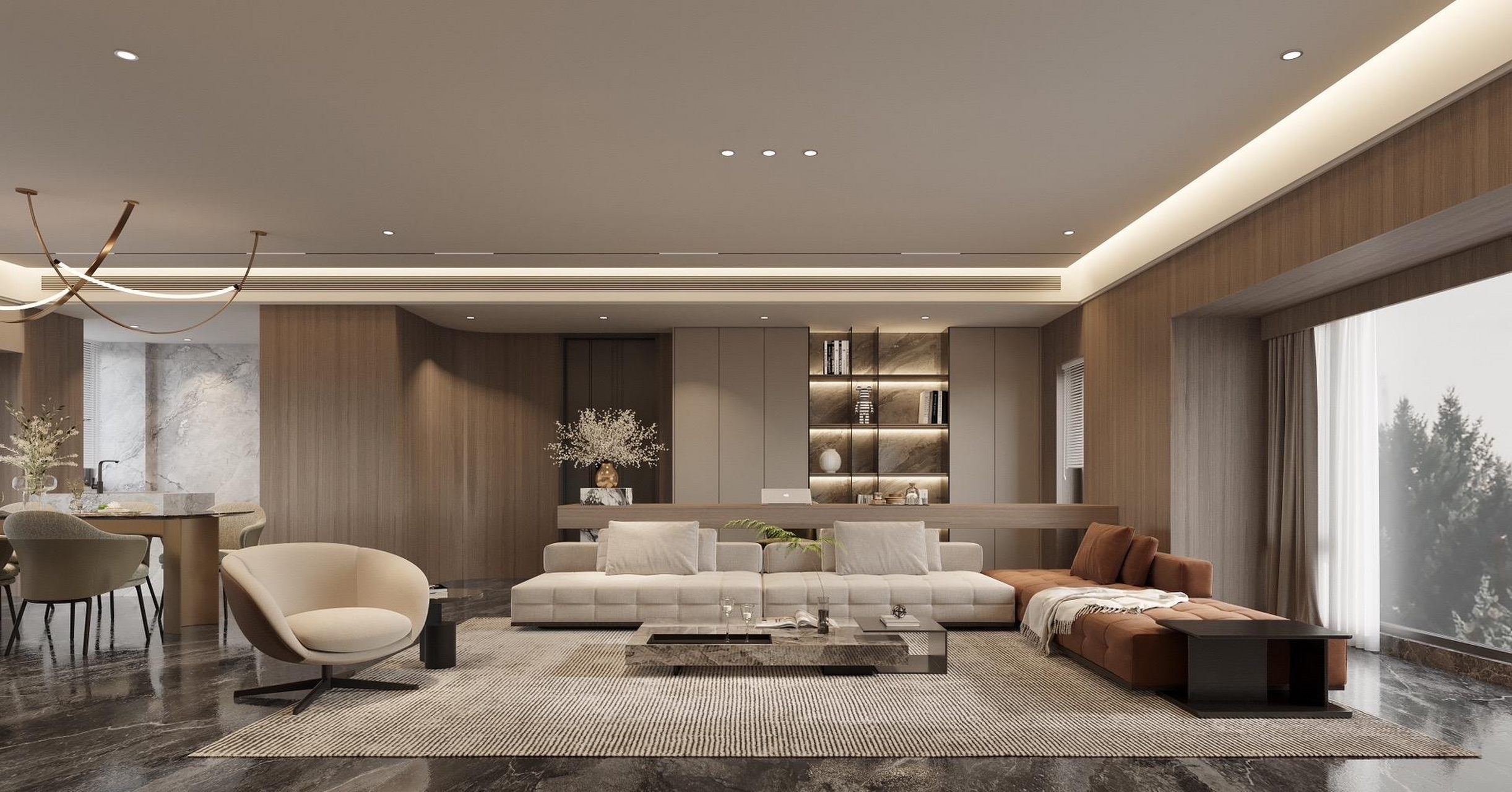 180平米意式轻奢大平层客厅设计案例分享.#我在百度有个家