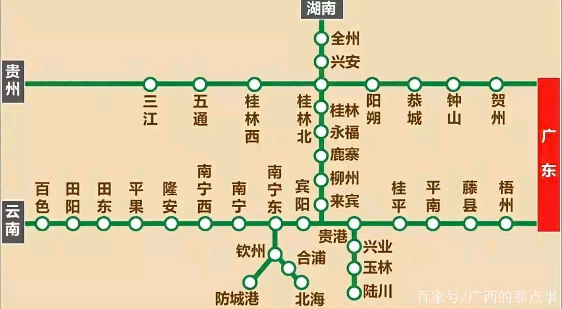 廣西高鐵線路圖,北部灣沿海三市車次較少