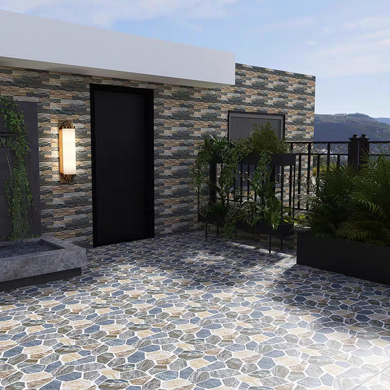 室外院子地砖户外庭院花园阳台露台楼顶天台农村小院防滑仿古瓷砖