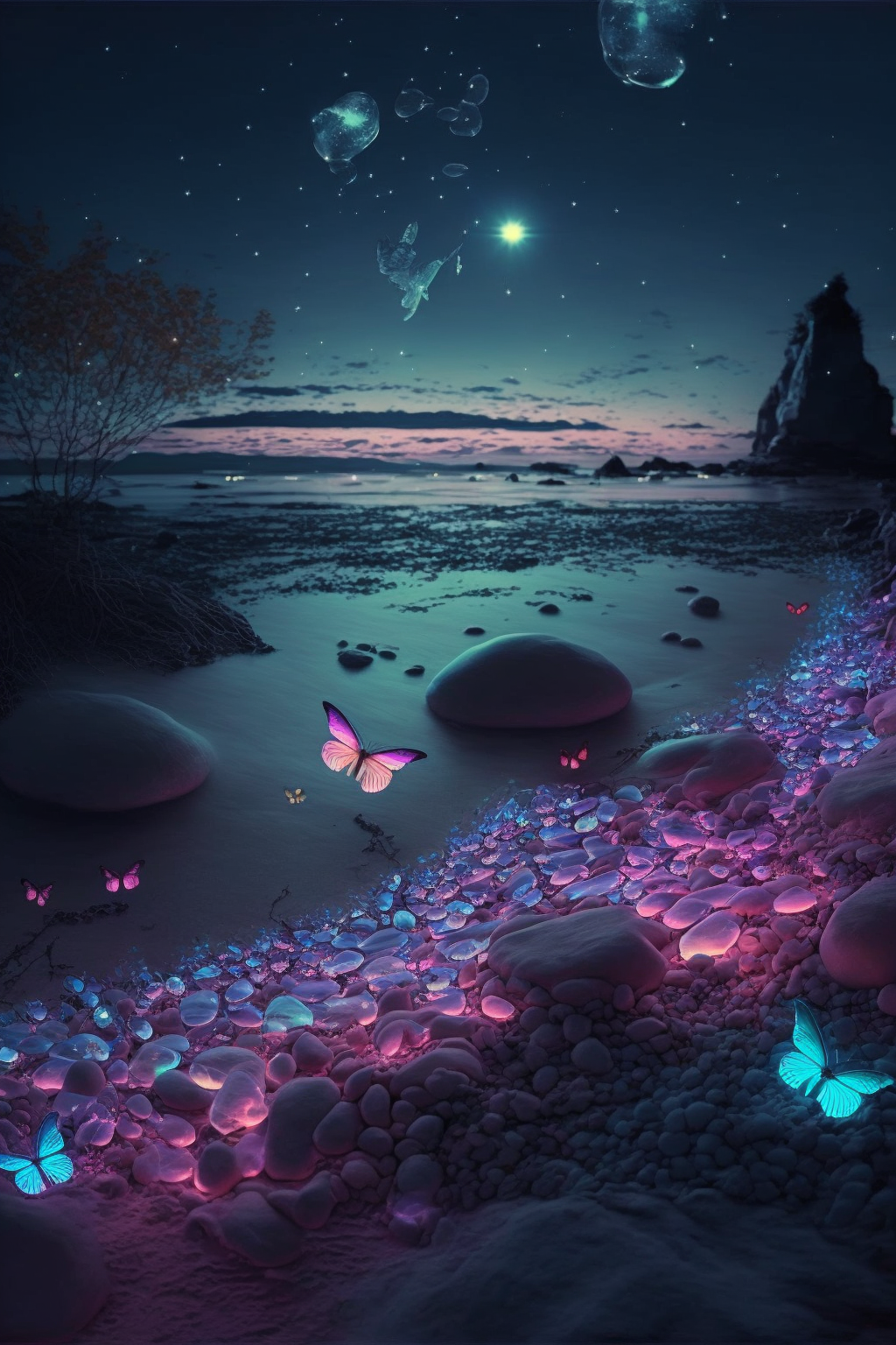 海滩美丽的夜景