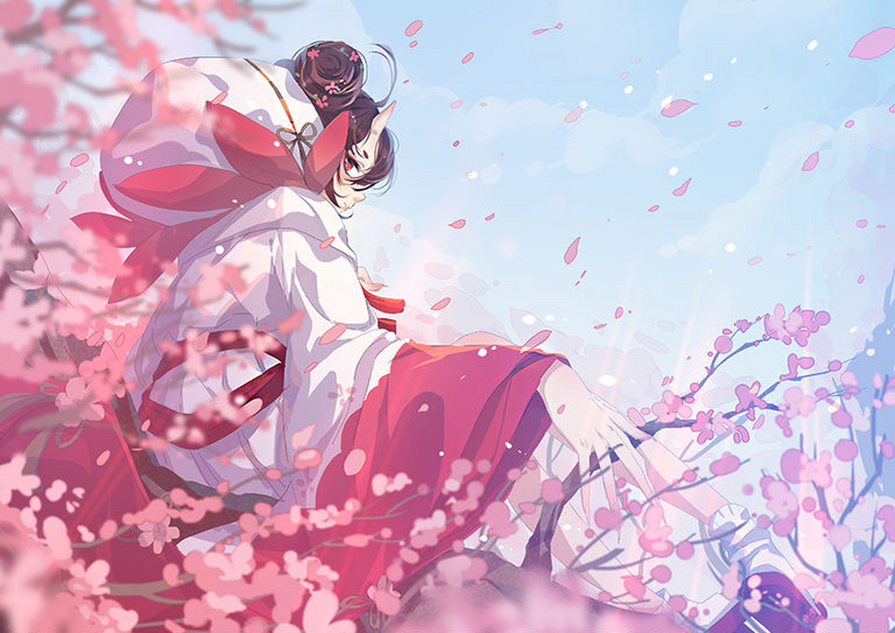 数片花瓣优雅地轻轻飘落的样子,也是春日里的一个美丽风景呢