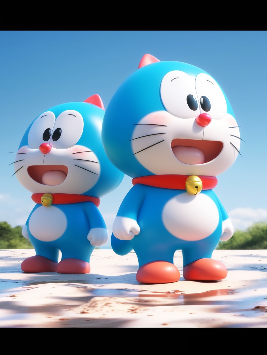 双胞胎机器猫图片背面壁纸背景图