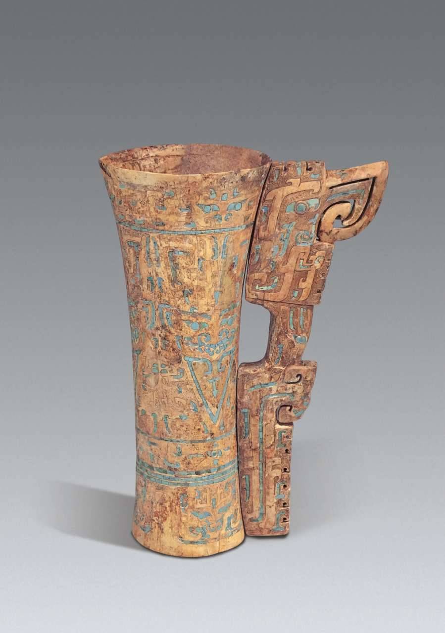 嵌绿松石象牙杯 商 河南安阳殷墟妇好墓出土#传统文化