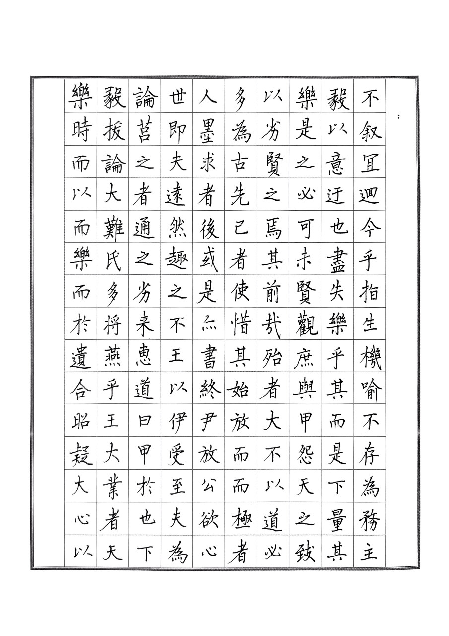 硬笔临摹王羲之《乐毅论》.