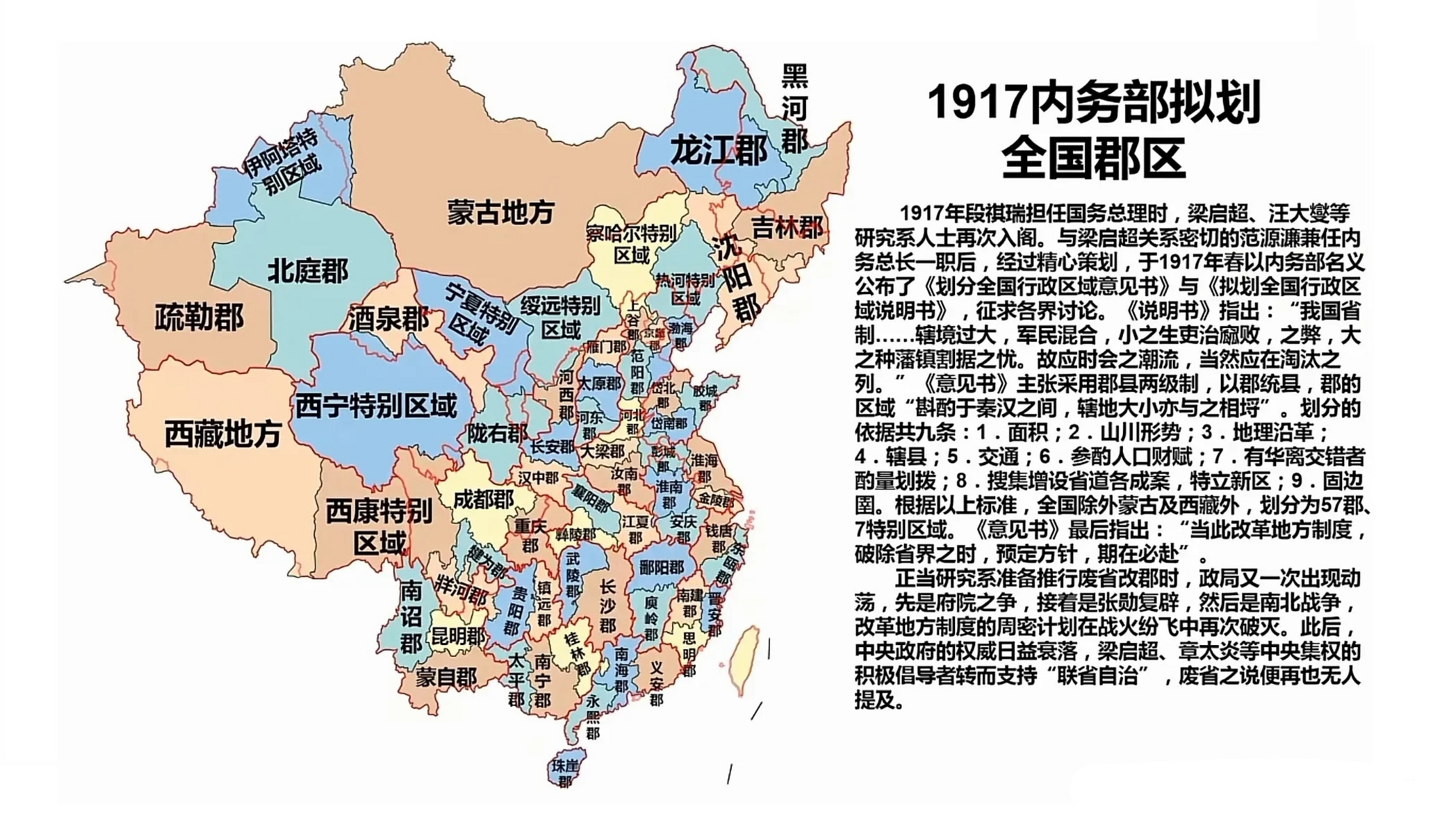 民国北洋政府时期,划小省份的方案: 这个方案数了下,全国划分为将近70