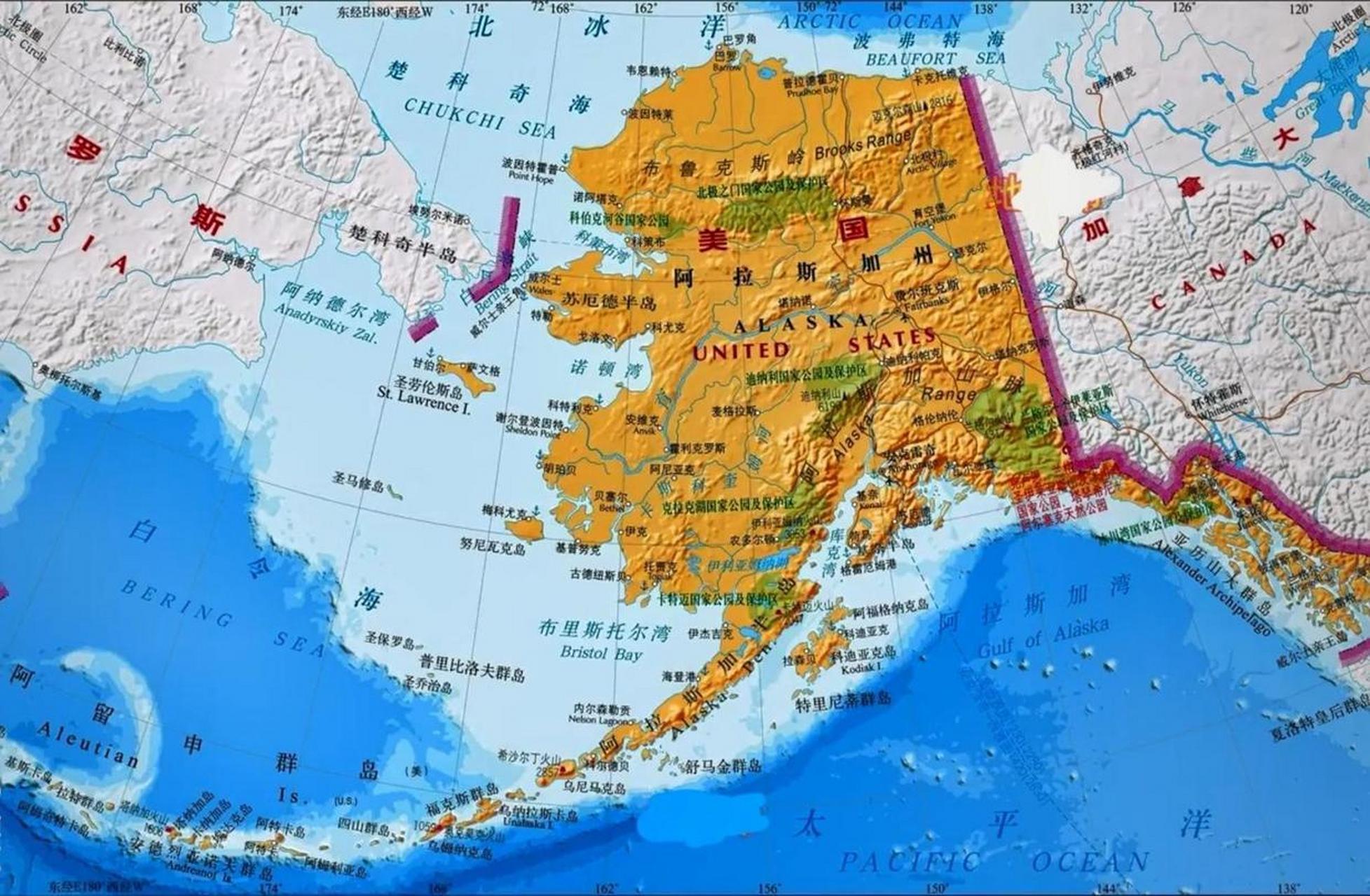阿拉斯加州位于北美洲西北端,面积171万平方公里,人口72万,阿拉斯加