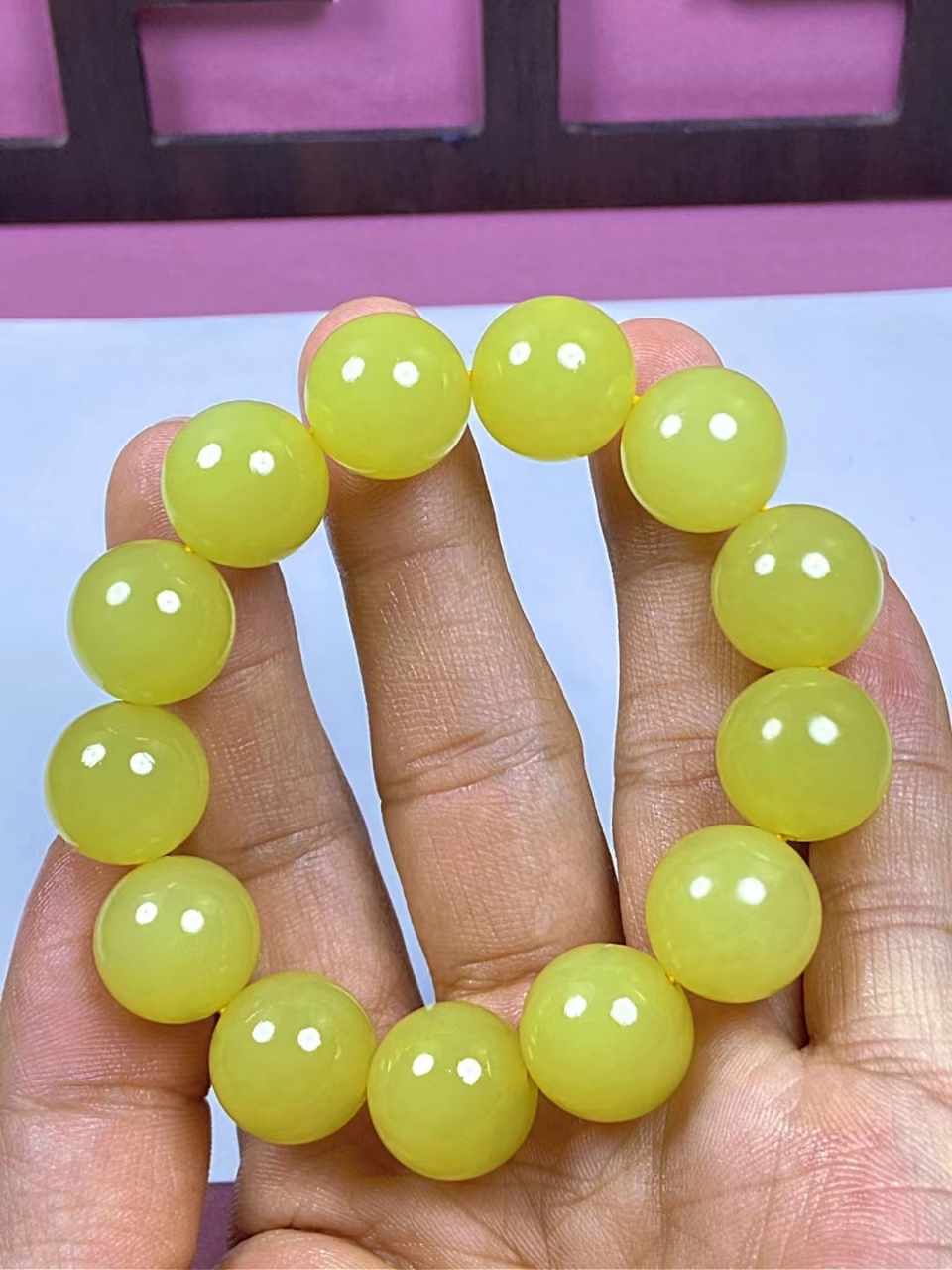 臻品【珠圆玉润·鸡油黄】珠径16mm总重85.