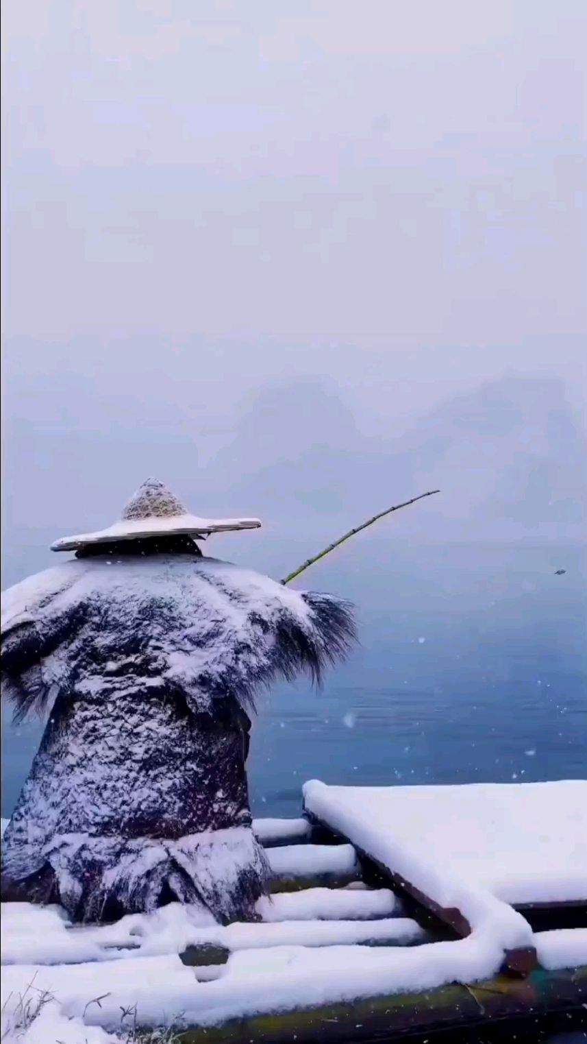 孤舟蓑笠翁,独钓寒江雪.