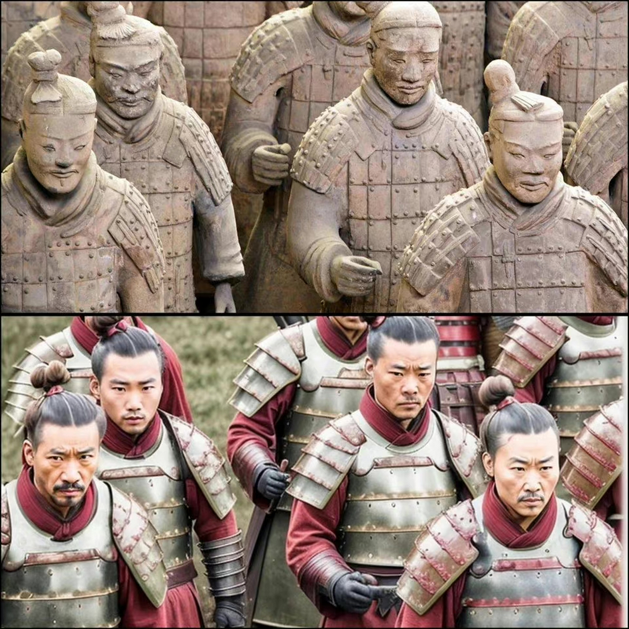 兵马俑"真人版"来了,ai绘图直接还原了样貌[期待]#动漫