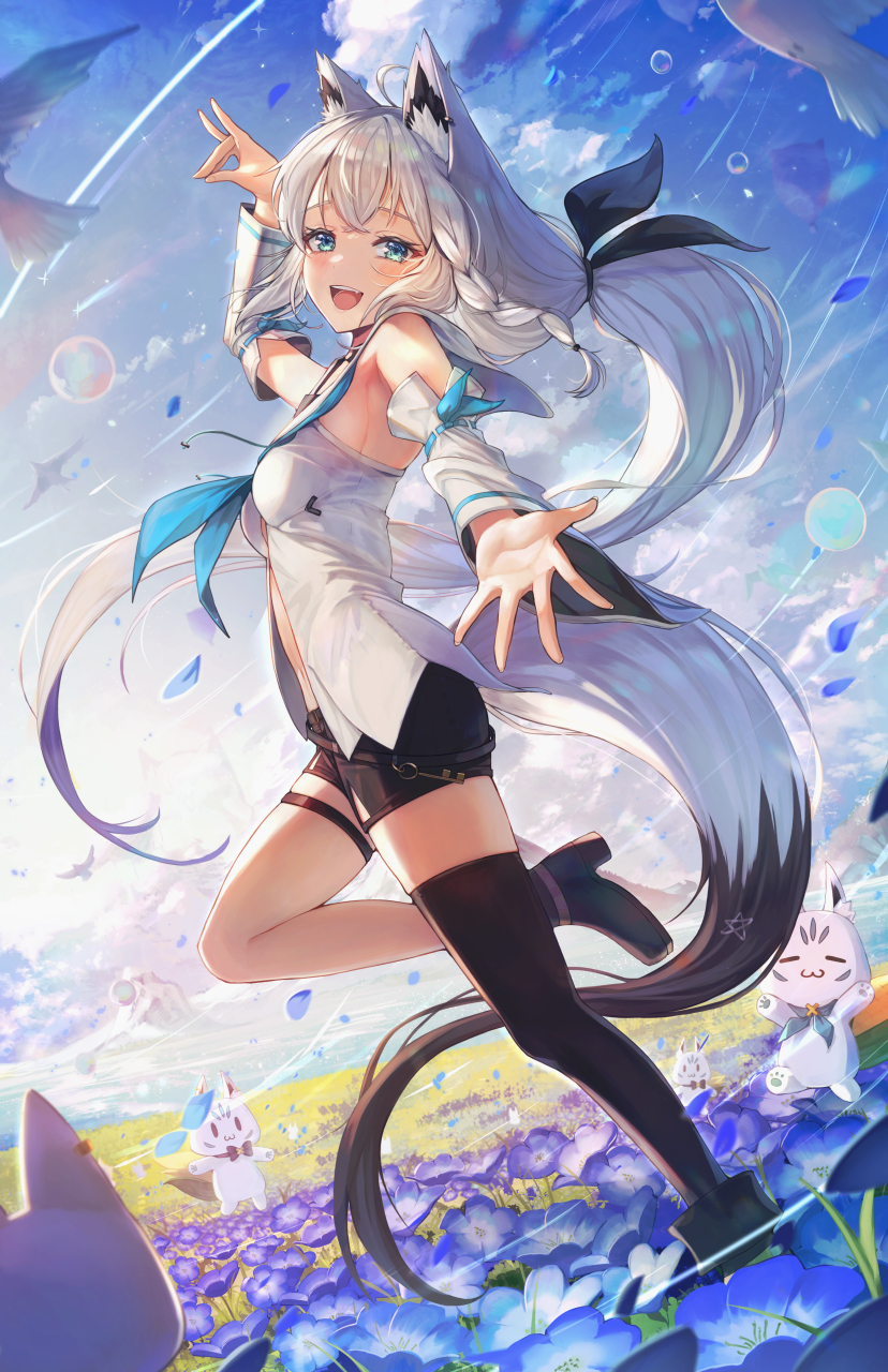 蹦蹦跳跳的白狐——白上吹雪(vtuber)#二次元#  画师:dvdarts