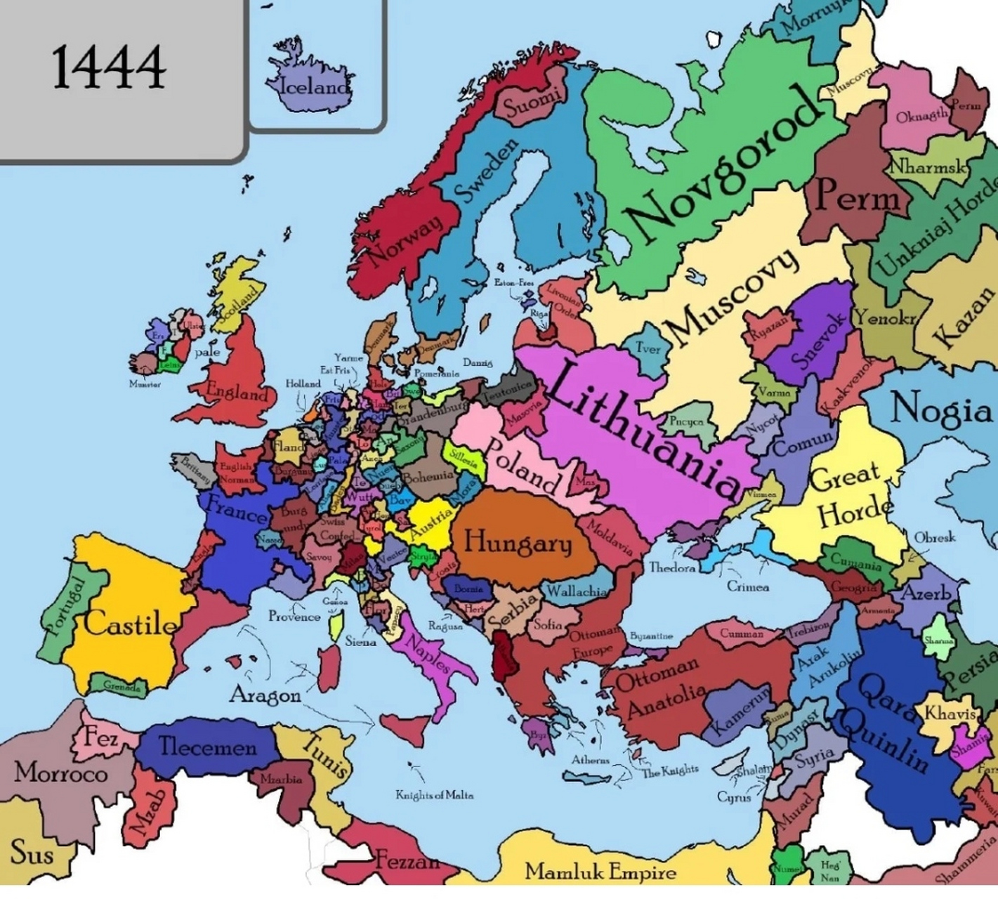 1444年的欧洲地图