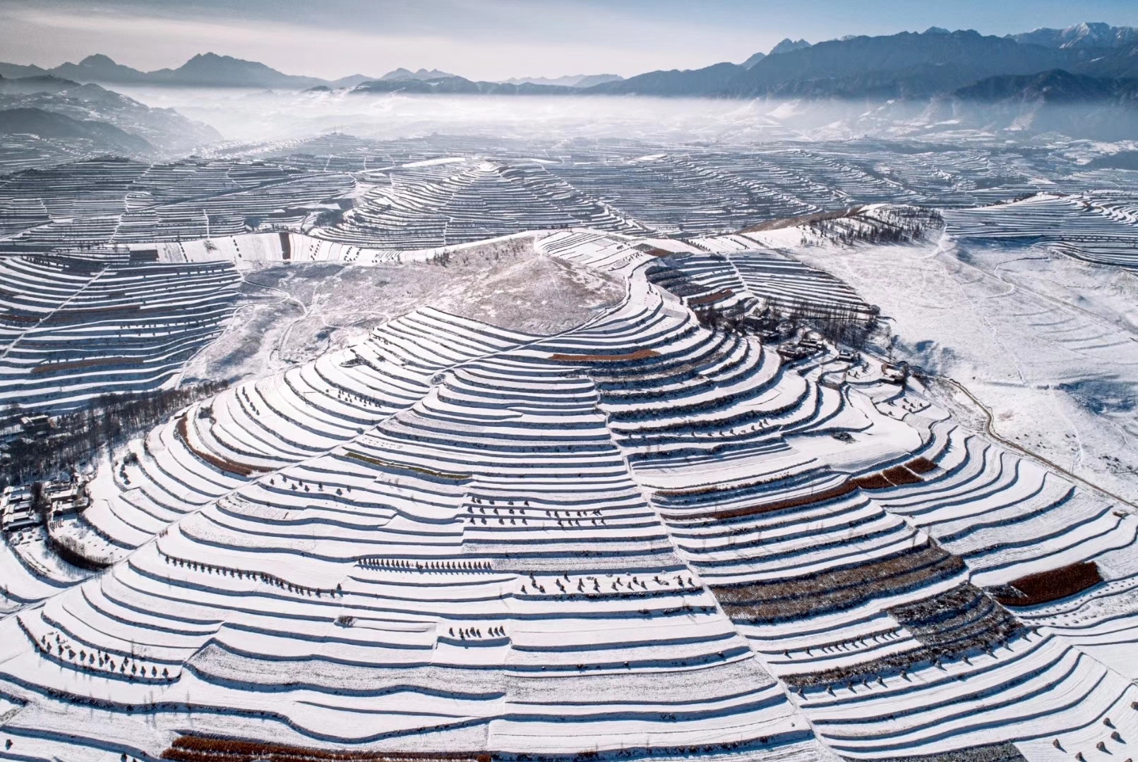 北国风光~北方梯田雪景风光