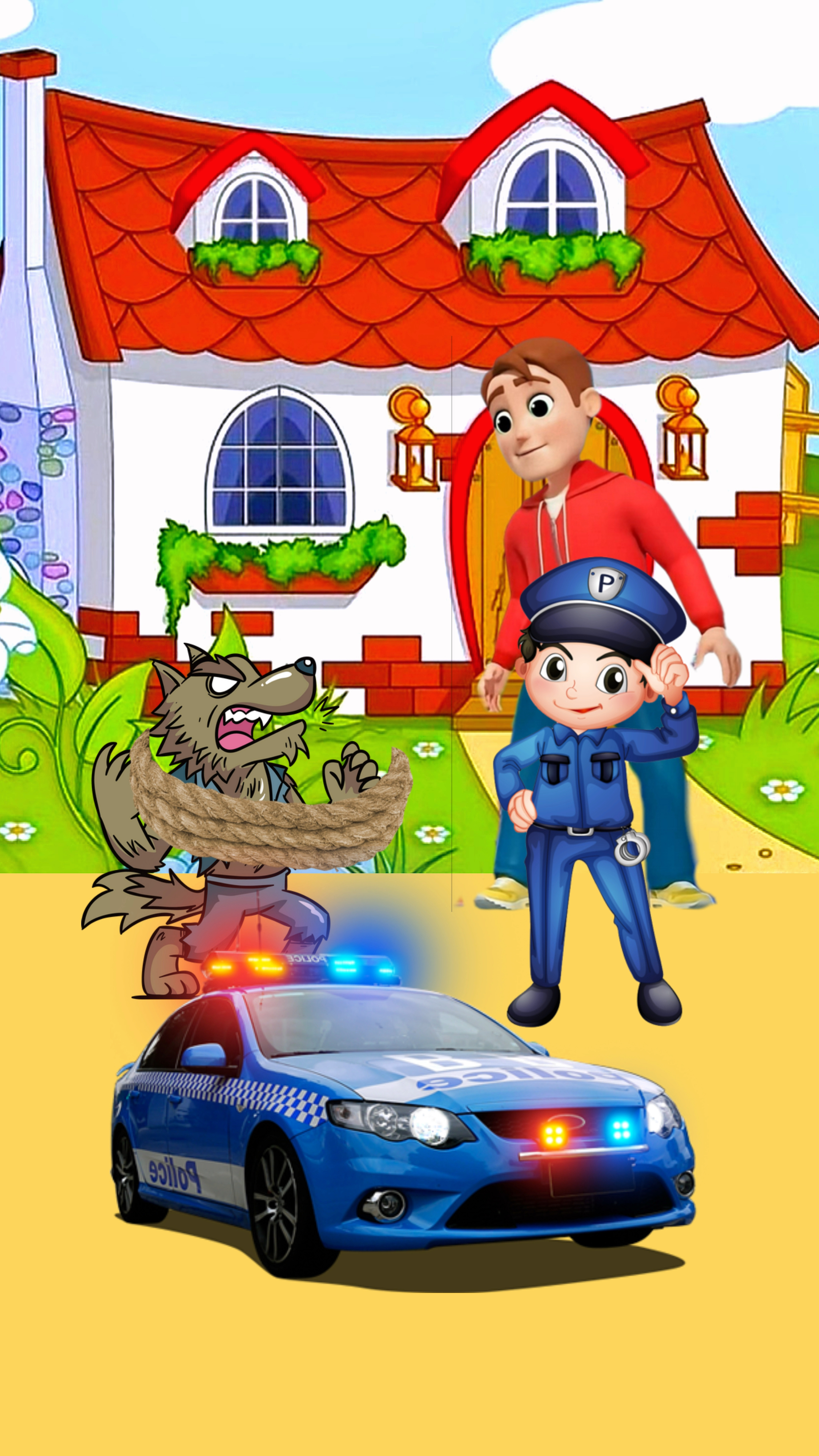 大灰狼吓唬小朋友被警察叔叔抓走了-度小视