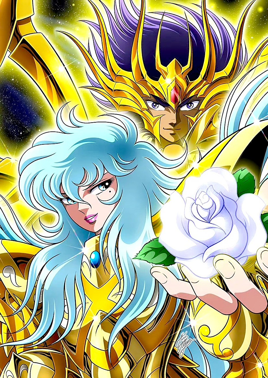 圣斗士星矢:黄金圣斗士对决插画,撒加/米罗,修罗/卡妙,迪斯马斯克