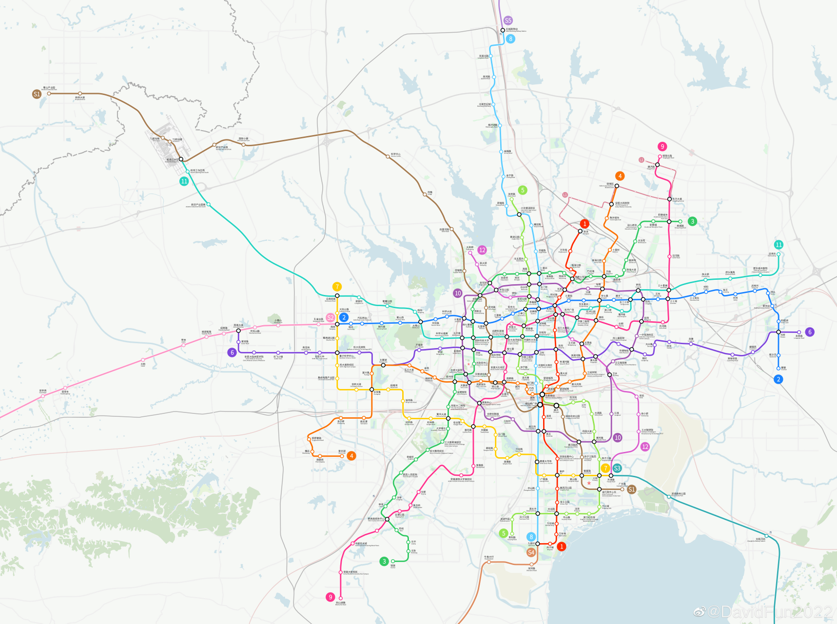 换乘之王合肥地铁10号线设站34座,18个换乘站,未来可与合肥地铁1,2,3