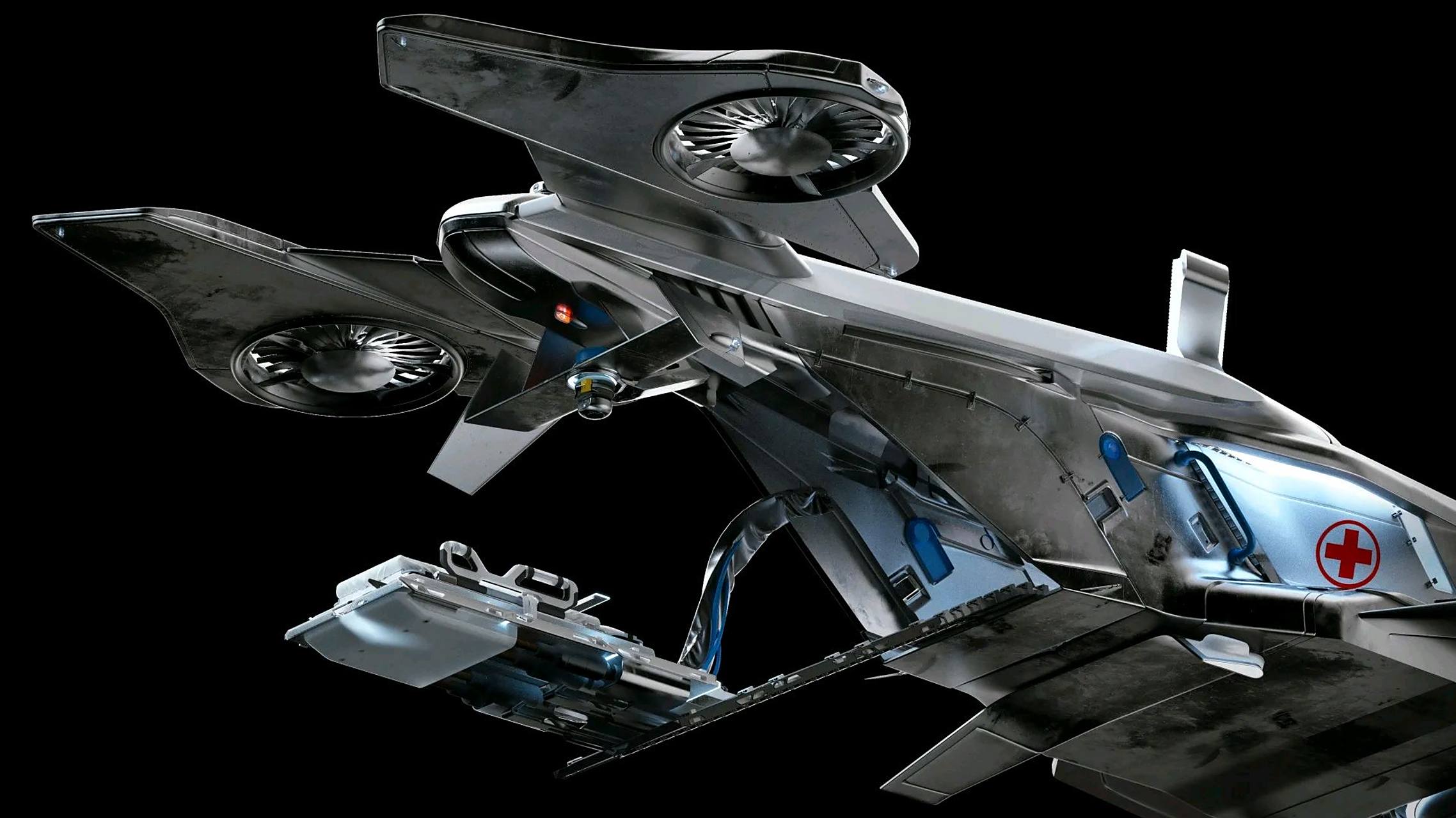 建模欣赏:未来救护直升机.#动漫# #模型# #科幻