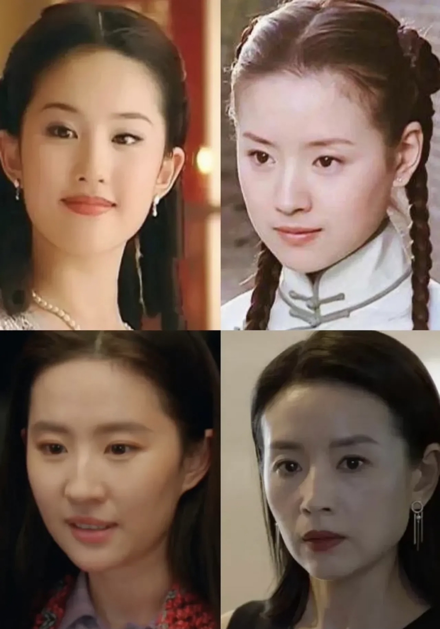 时期,董洁22岁,刘亦菲15岁,单纯从照片上看俩人几乎看不出年龄差,下图