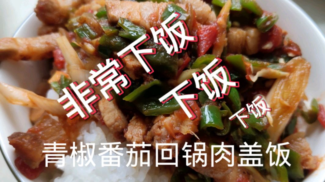 一碗青椒番茄回锅肉盖饭,微辣中带着酸甜,浓郁的汤汁都非常下饭