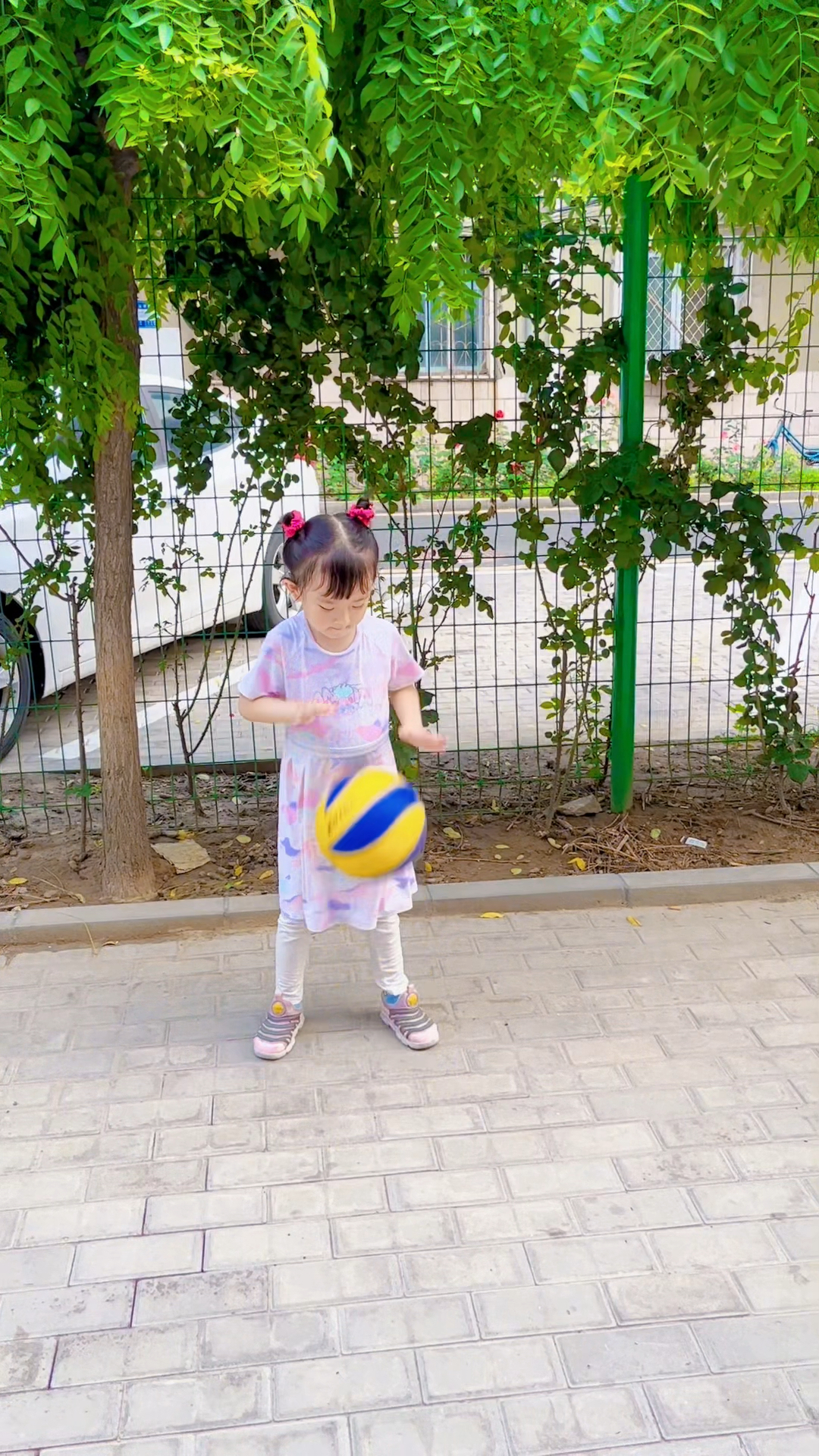 喜欢拍球的小姑娘!