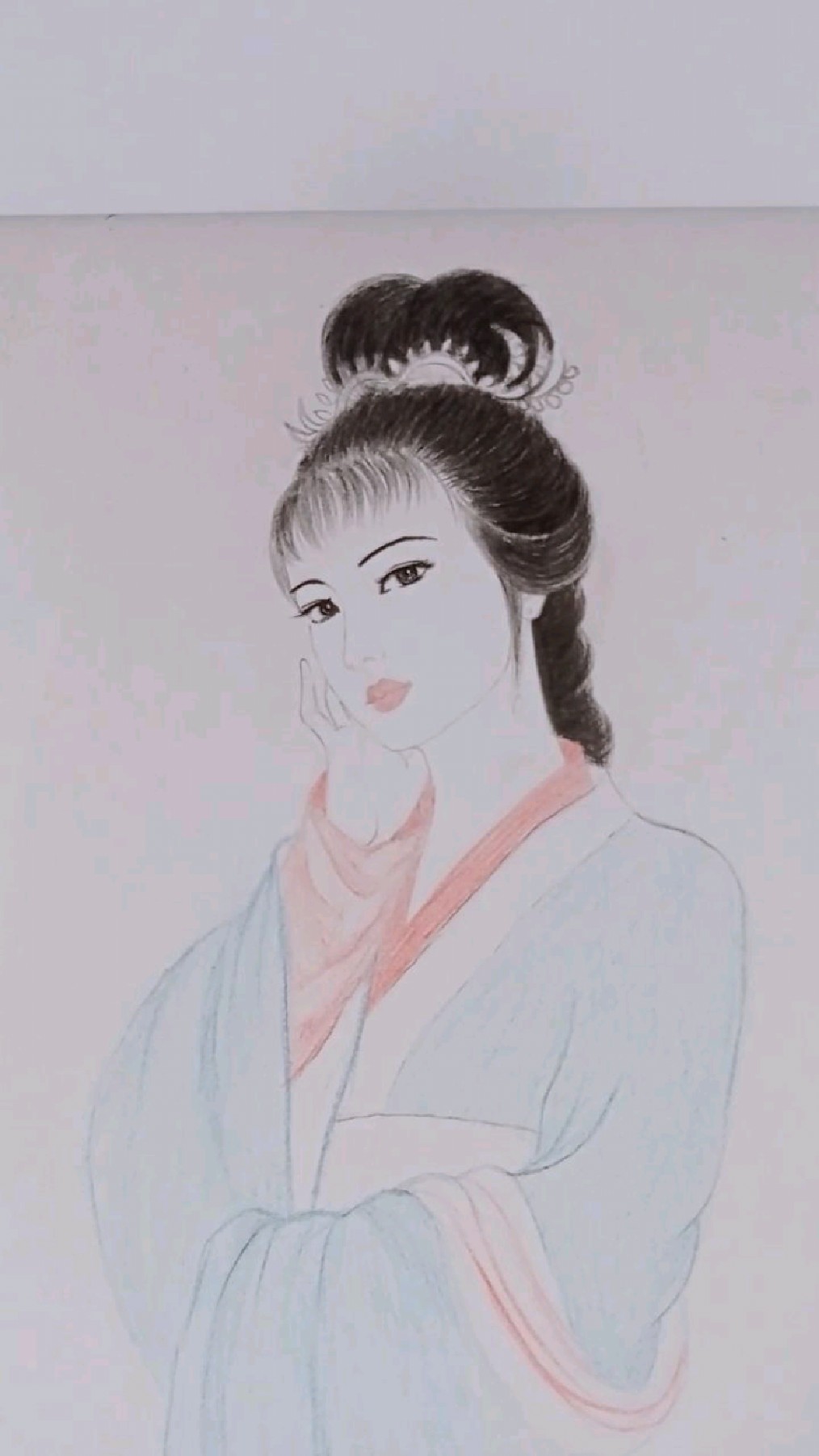 古风手绘,眉目明朗,如玫瑰般娇艳的汉服女子