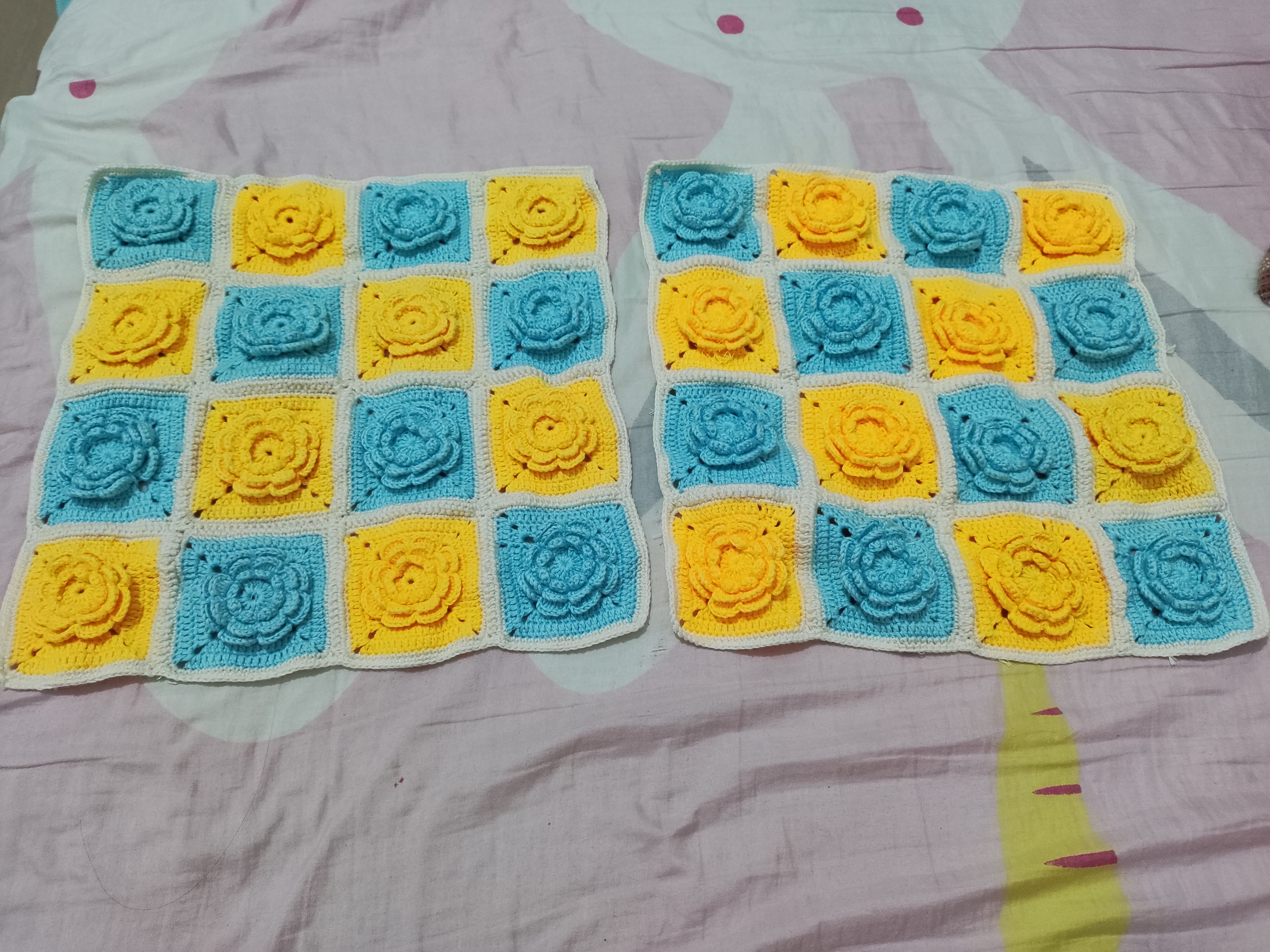 钩针编织花朵抱枕,给女儿一份亲手制作的礼物