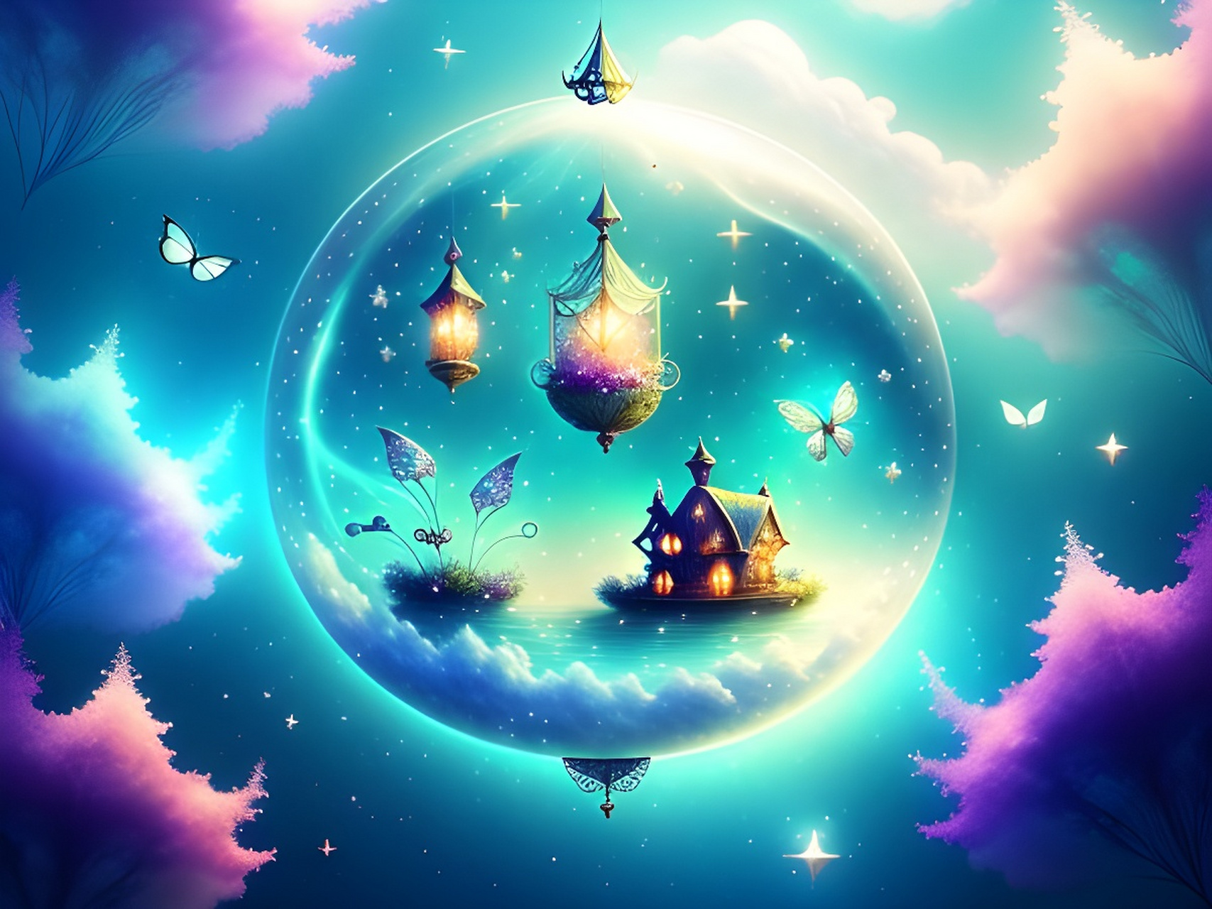 梦幻仙境壁纸[比心] #二次元美图#  #治愈系风景#  #百度ai绘图黑科技