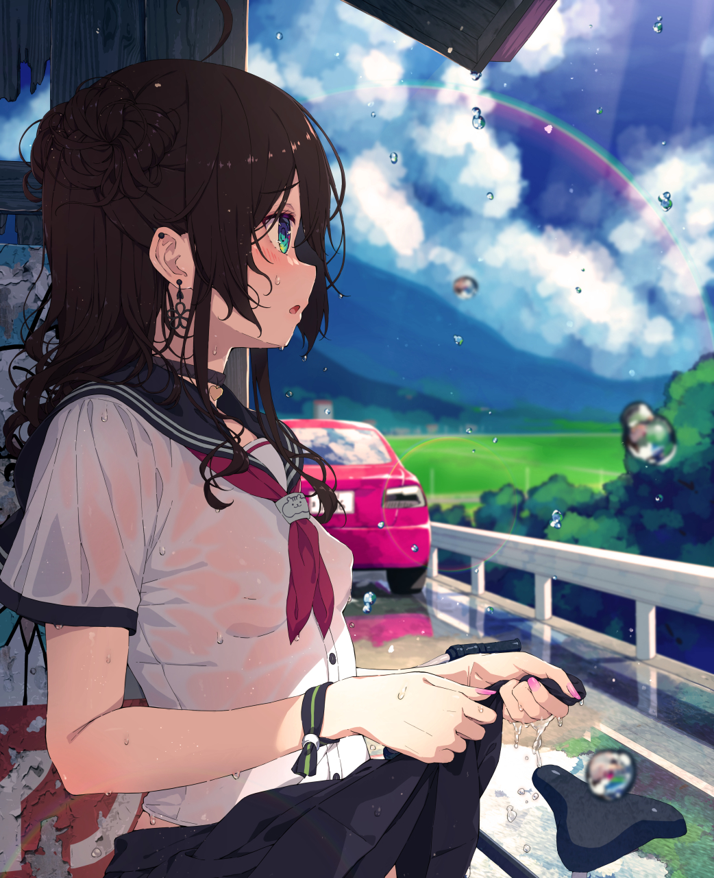 二次元# 被雨淋湿的jk p站画师:sy4