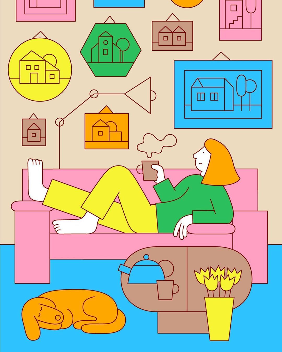 平凡人生,彩色生活,有趣的绘画是什么样子?她用扁平画风告诉你